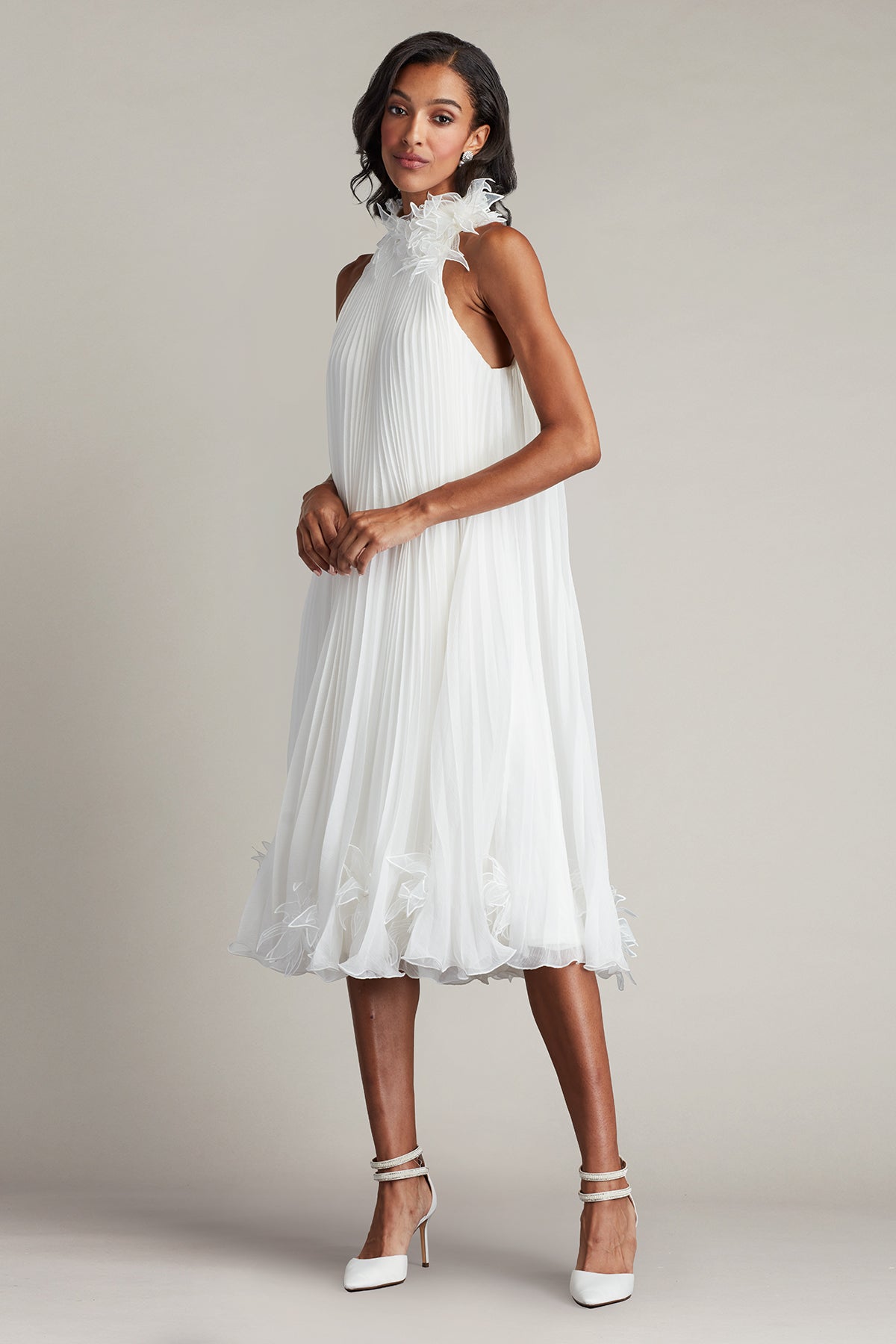 Raisa Floral Embellished Chiffon Midi Dress