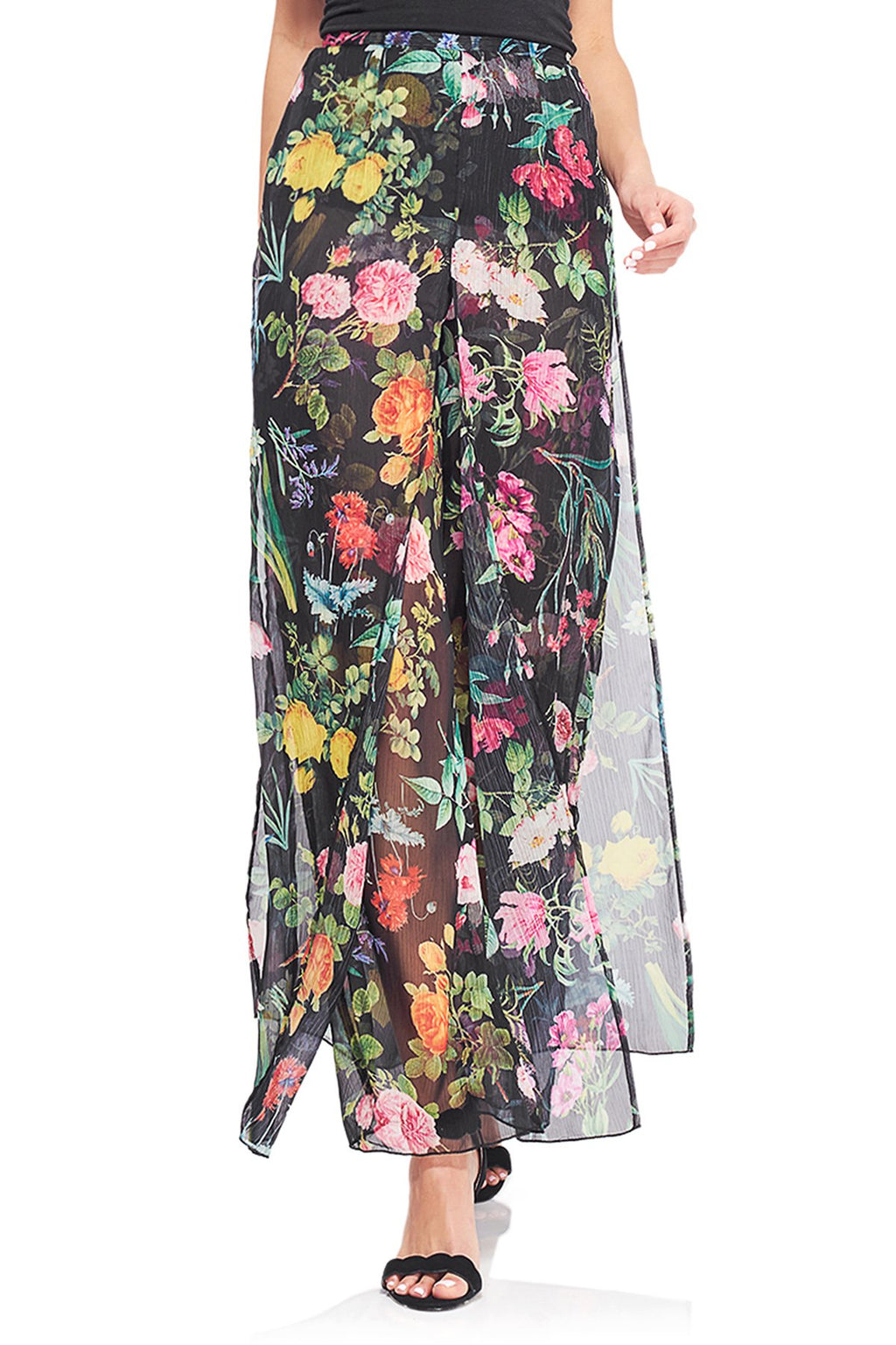 Tadashi Shoji Side - Wide Leg Floral Pant 