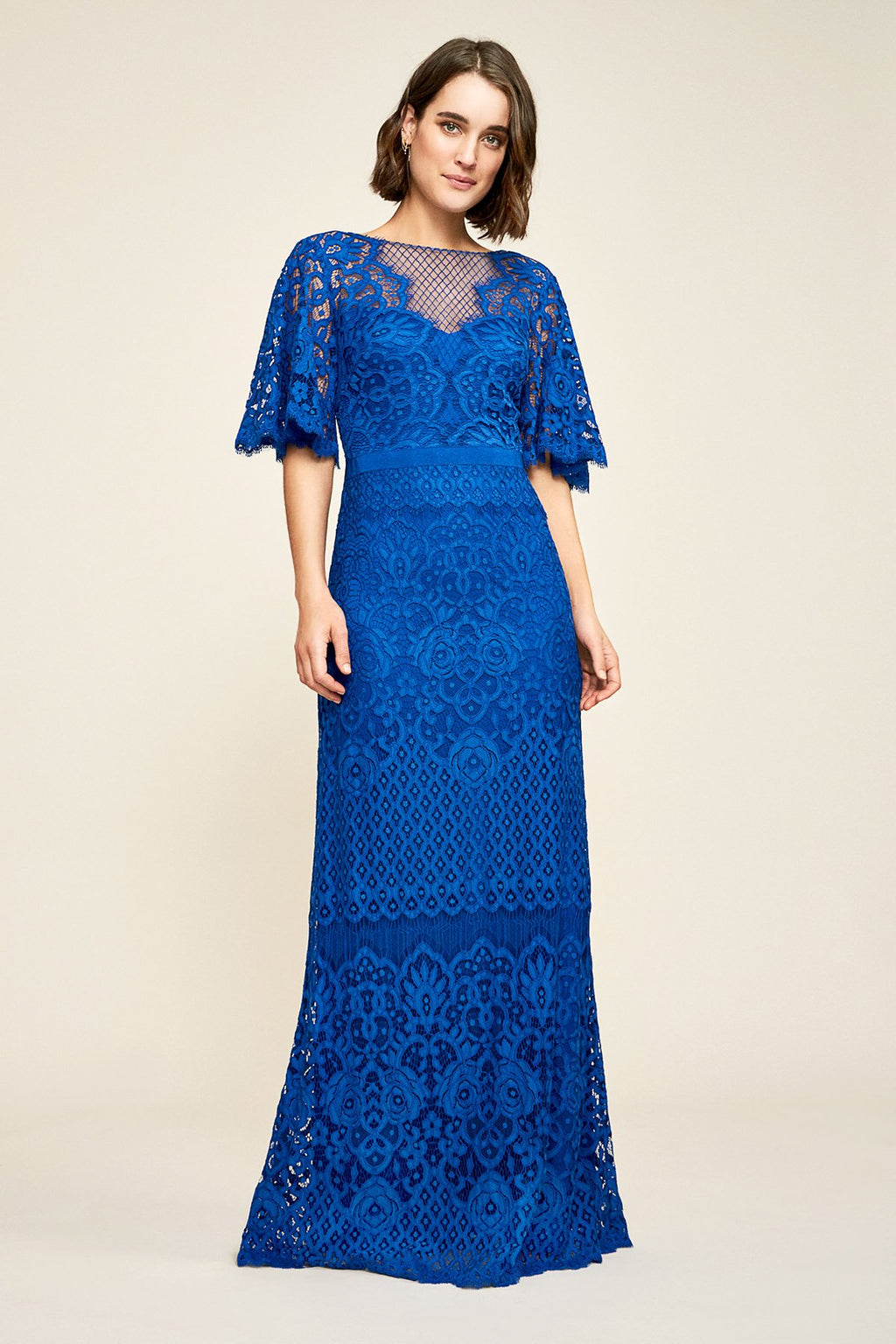 Malina Flutter Sleeve Lace Gown