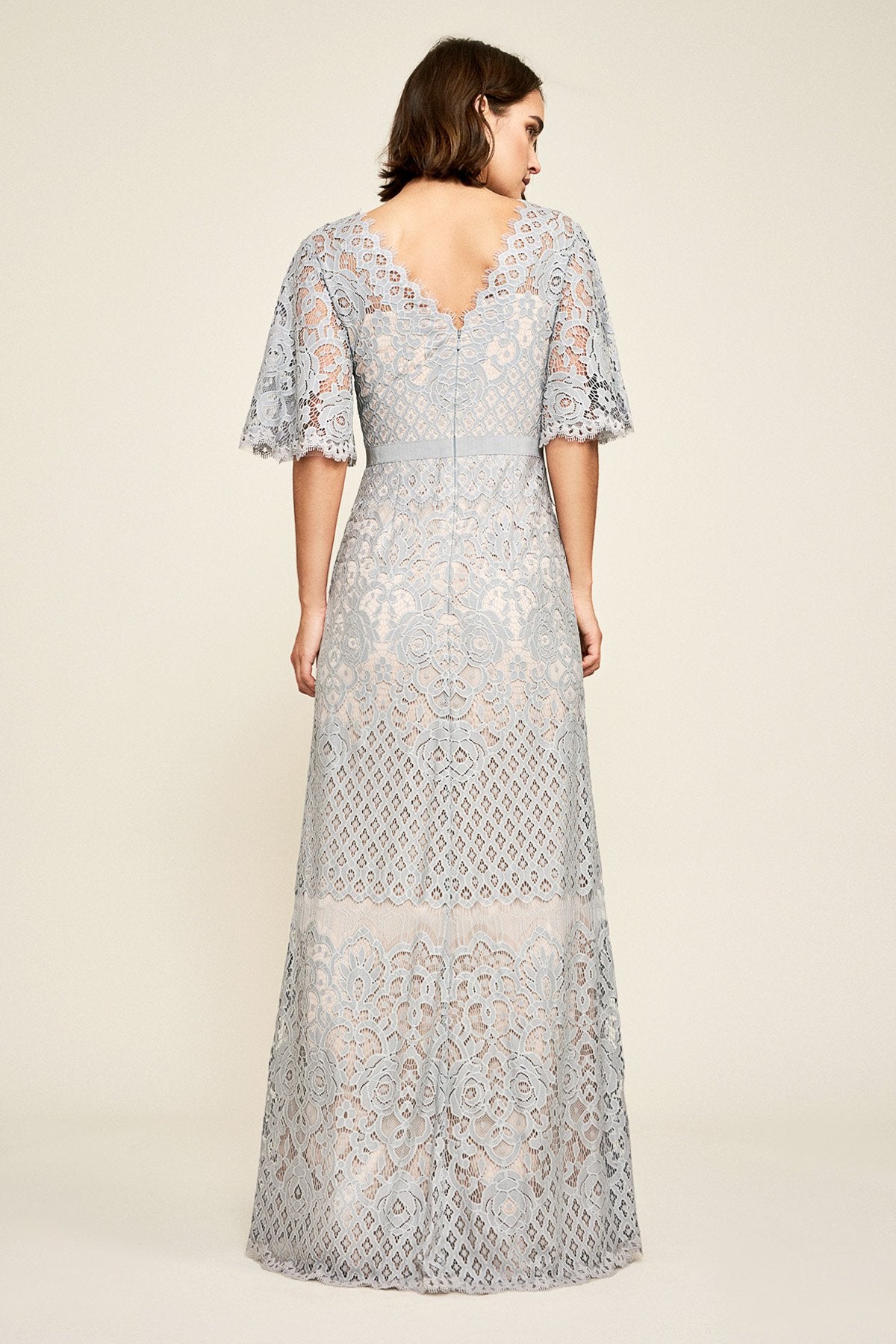 Malina Flutter Sleeve Lace Gown