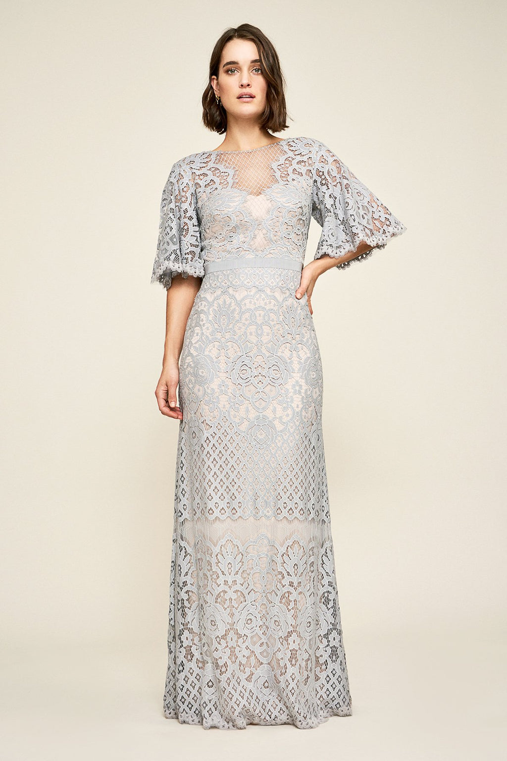 Malina Flutter Sleeve Lace Gown