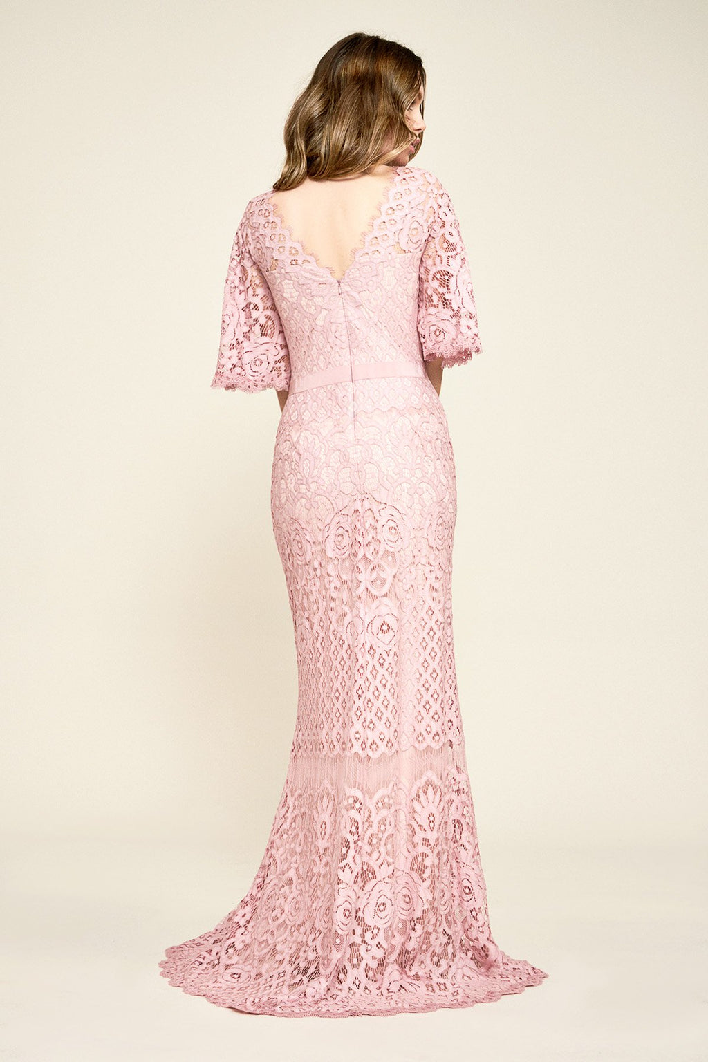 Malina Flutter Sleeve Lace Gown
