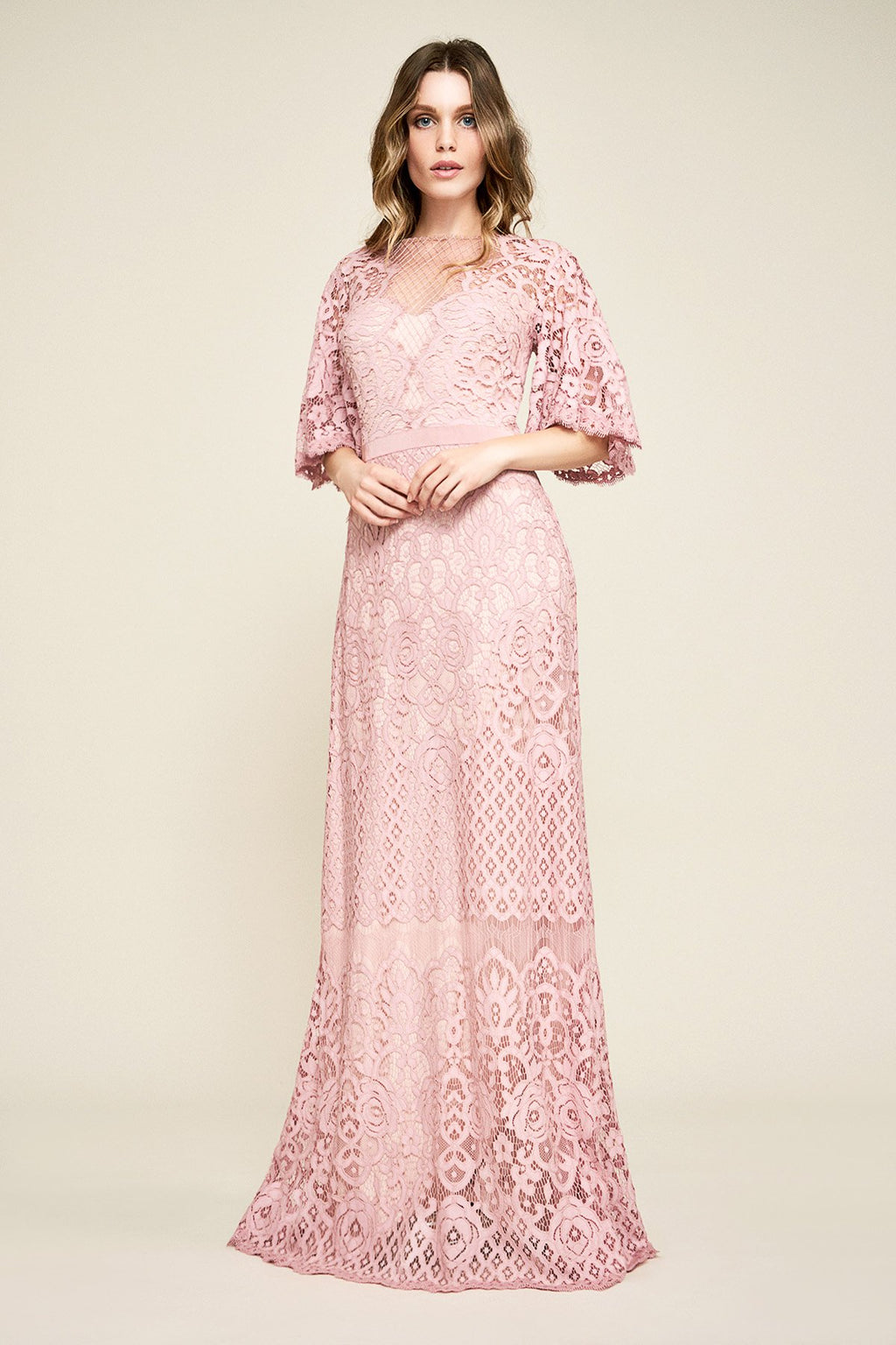Malina Flutter Sleeve Lace Gown