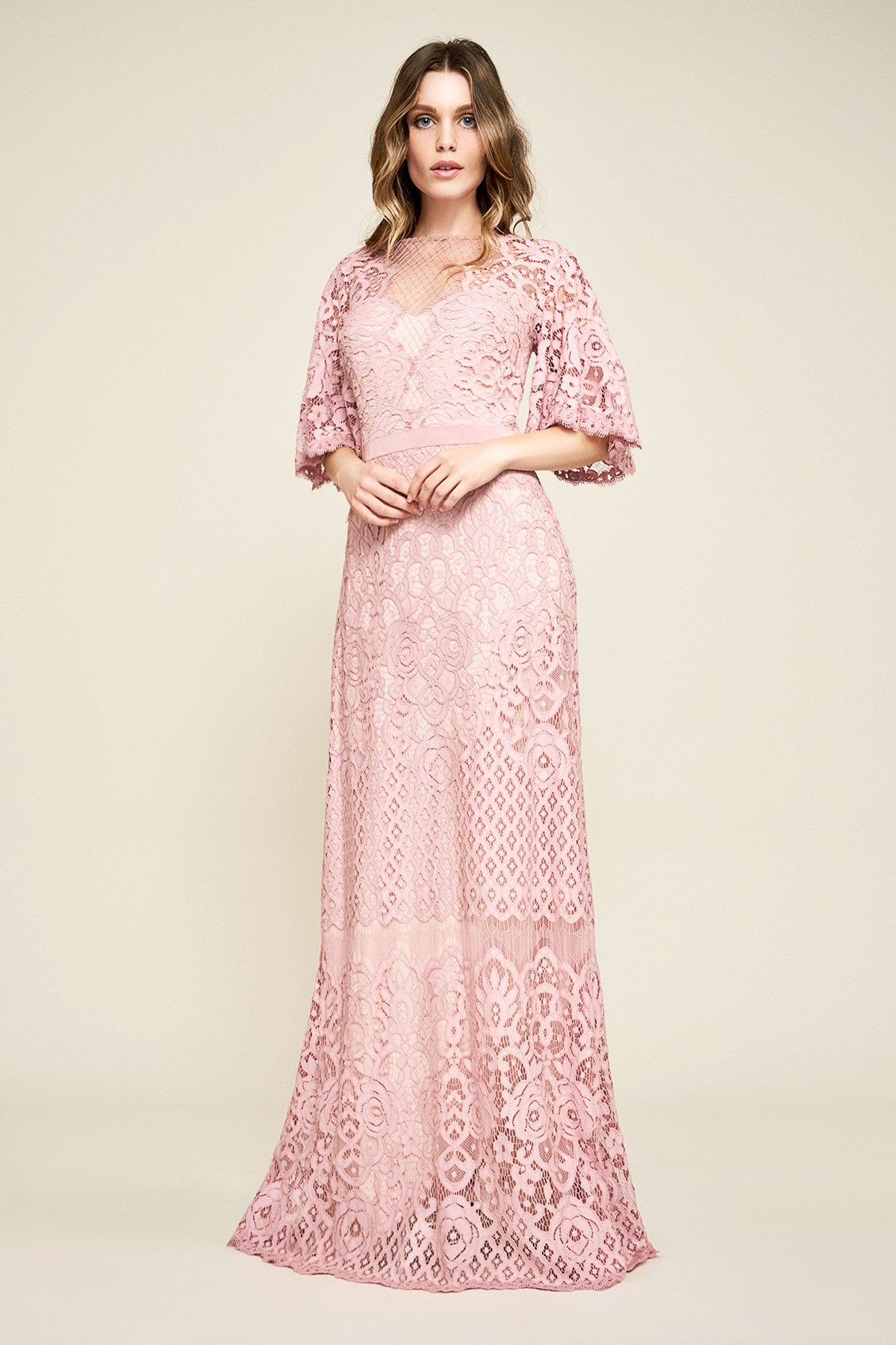 Malina Flutter Sleeve Lace Gown