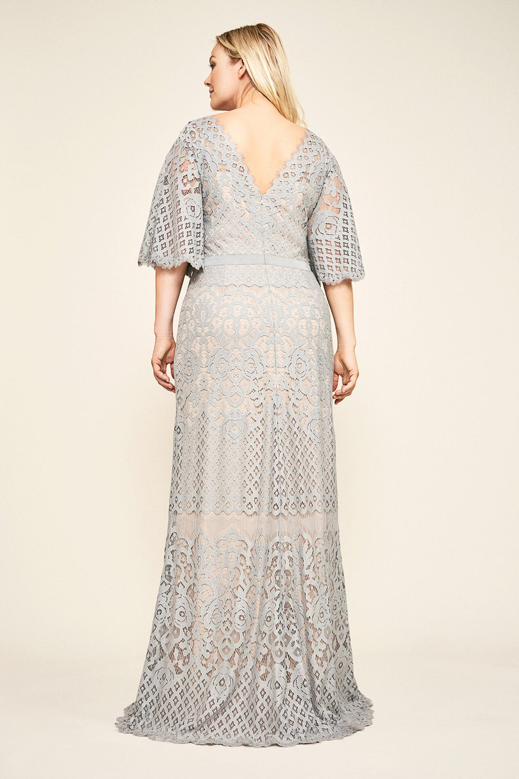 Tadashi Shoji - Malina Flutter Sleeve Lace Gown - PLUS SIZE