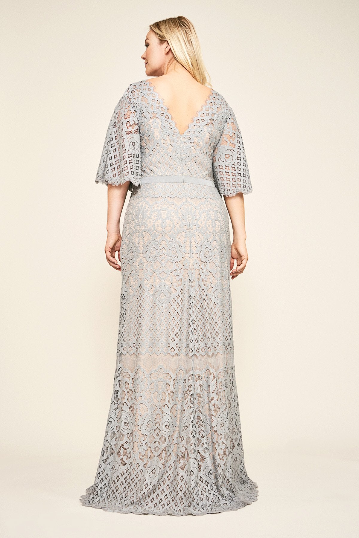 Tadashi Shoji - Malina Flutter Sleeve Lace Gown - PLUS SIZE