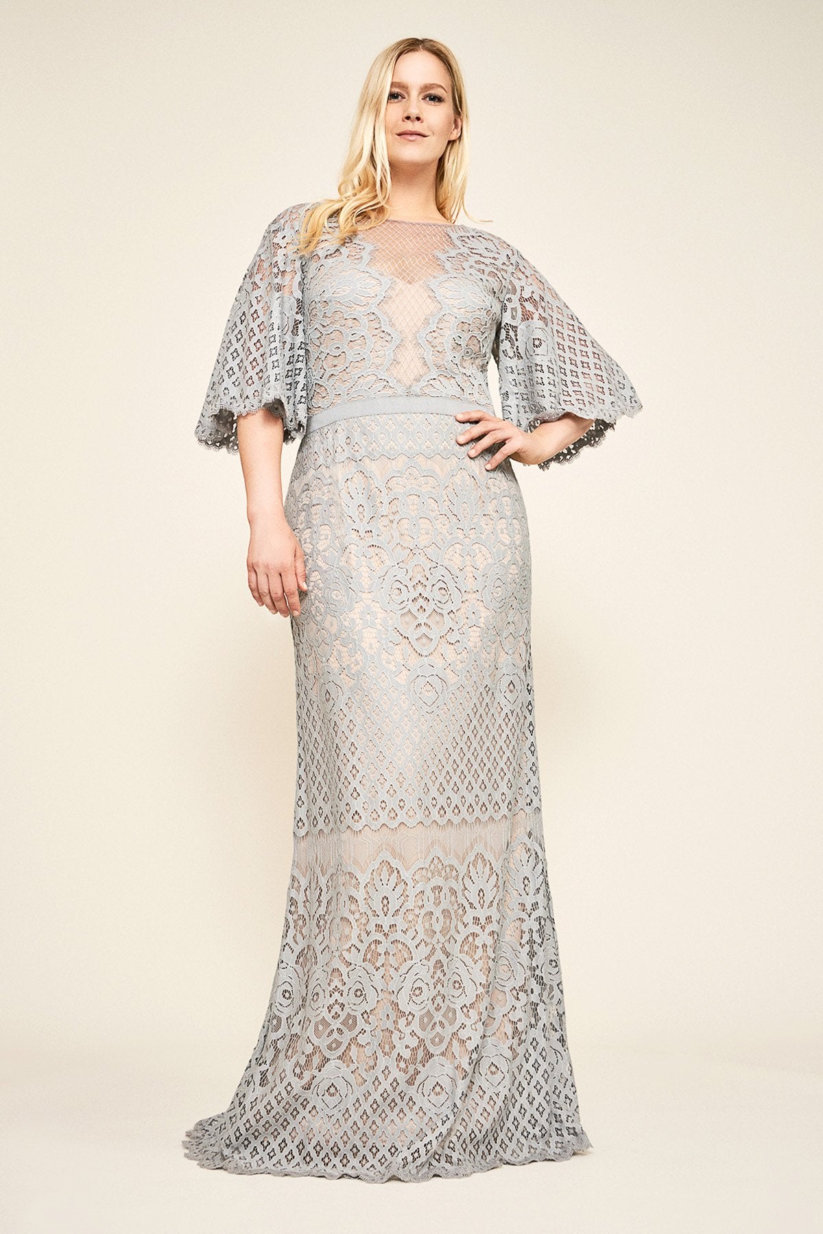 Malina Flutter Sleeve Lace Gown - PLUS SIZE – Tadashi Shoji