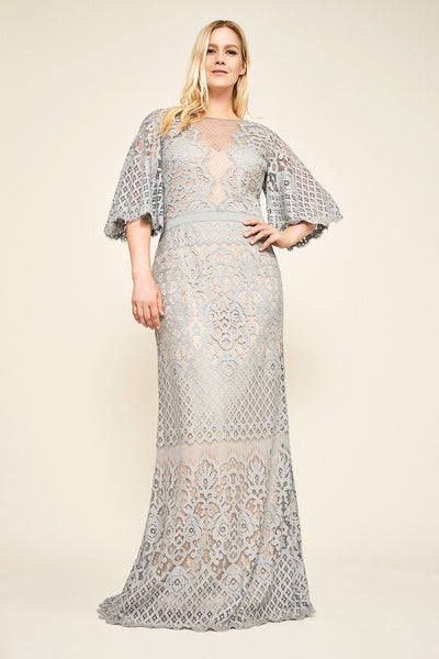 Malina Flutter Sleeve Lace Gown - PLUS SIZE – Tadashi Shoji