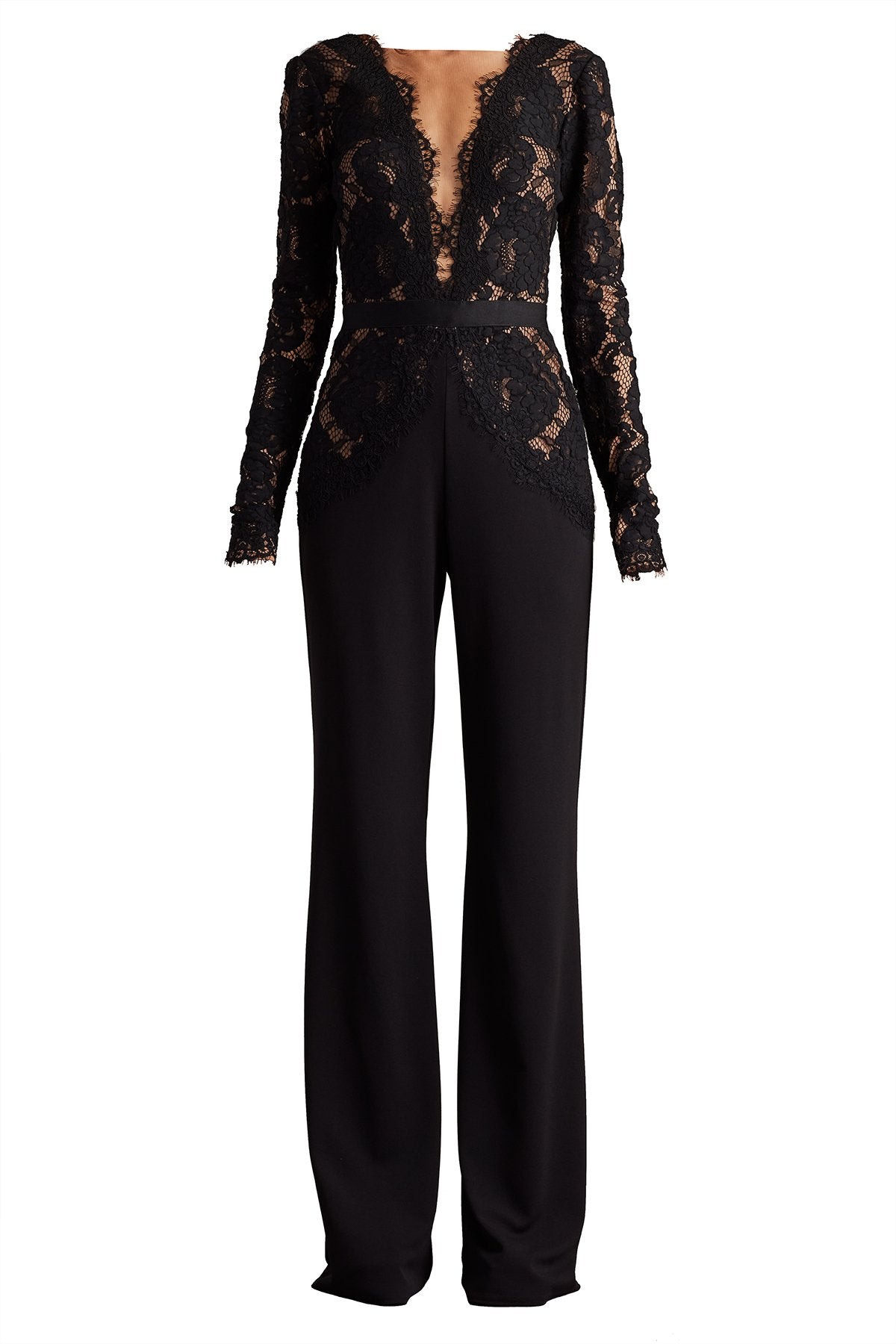 Amaris Plunging Illusion Lace Jumpsuit – Tadashi Shoji Official