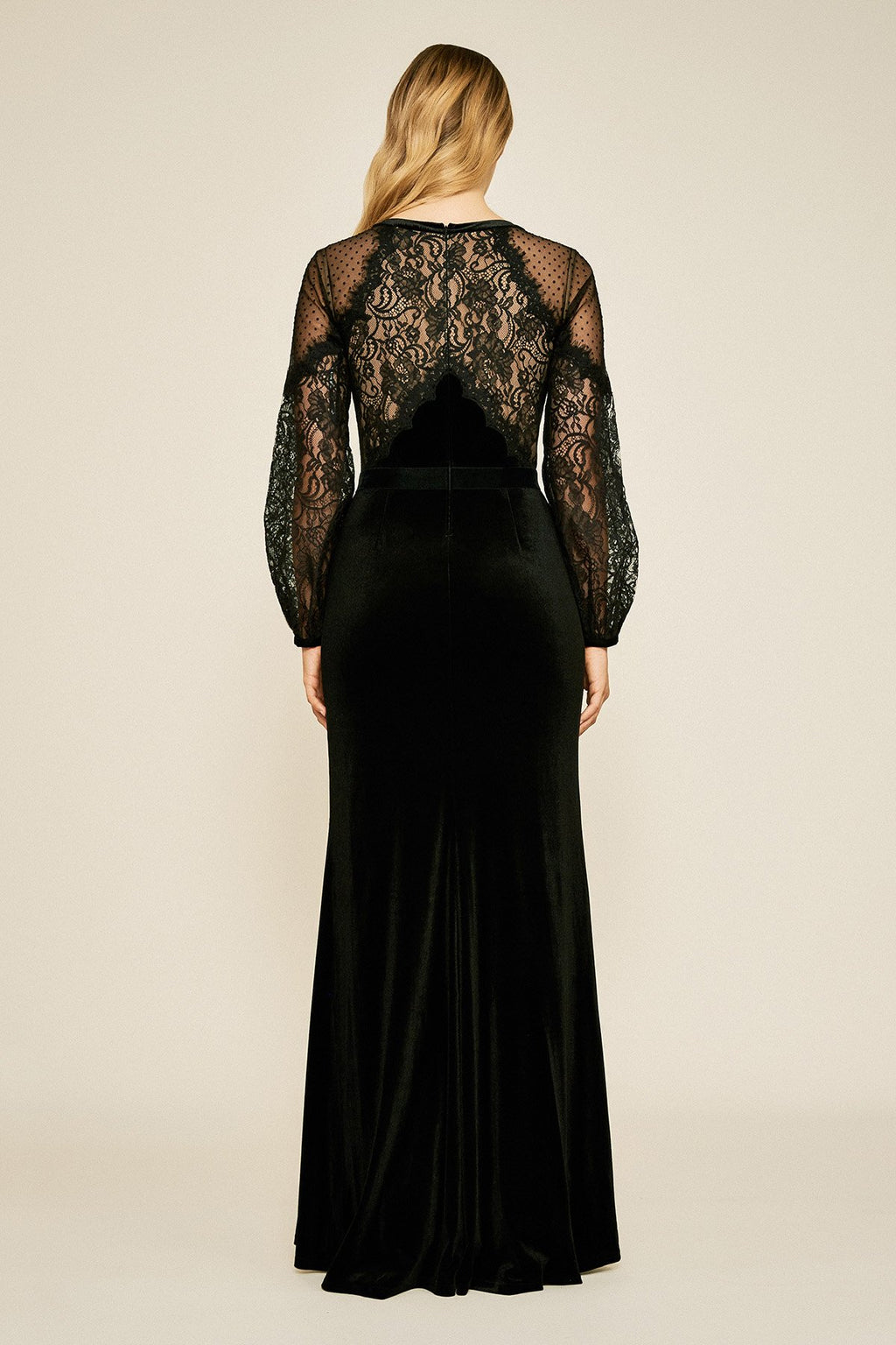 Tullia Long-Sleeve Lace Bodice Gown
