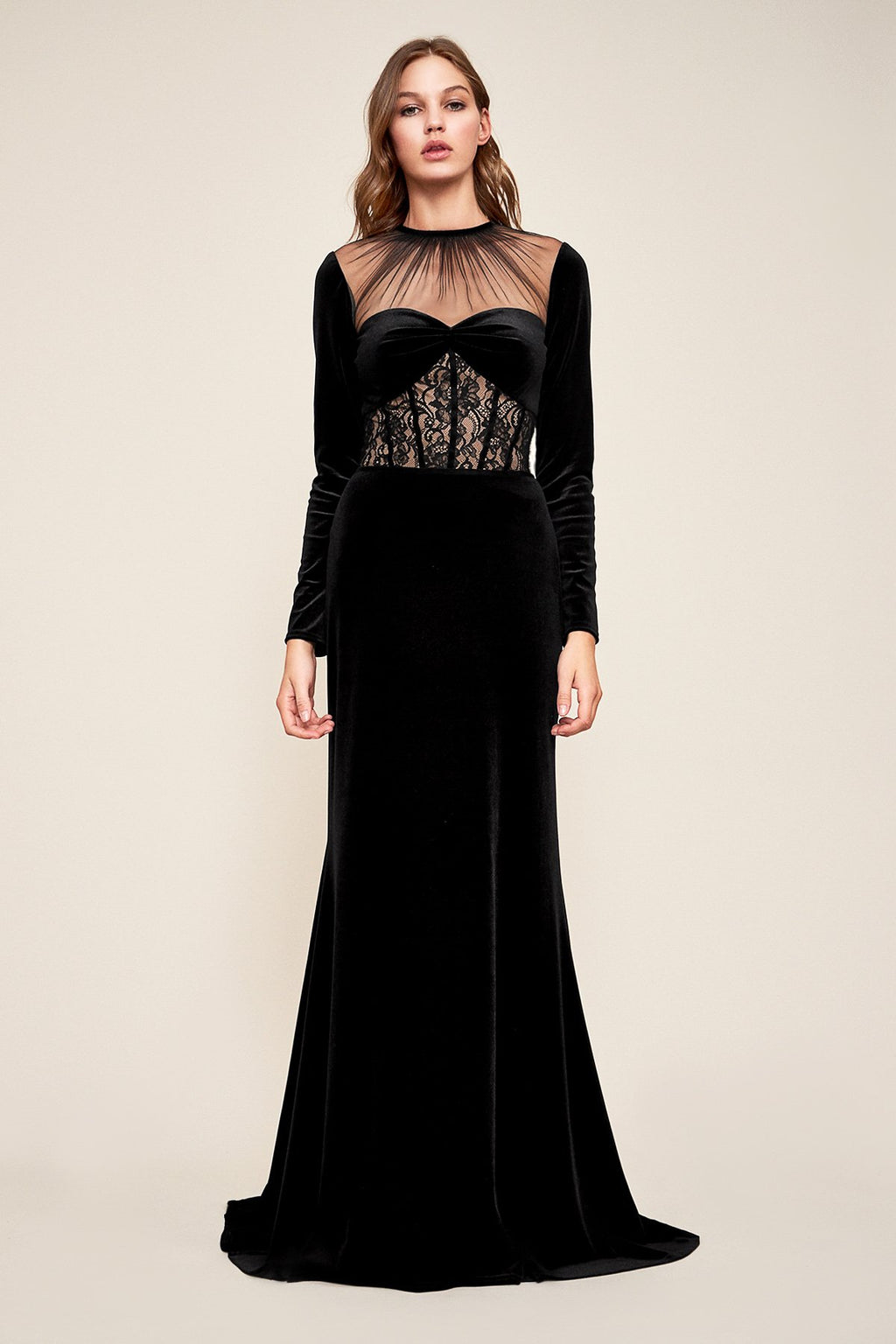 Tadashi Shoji - Marcella Long-Sleeve Velvet Gown