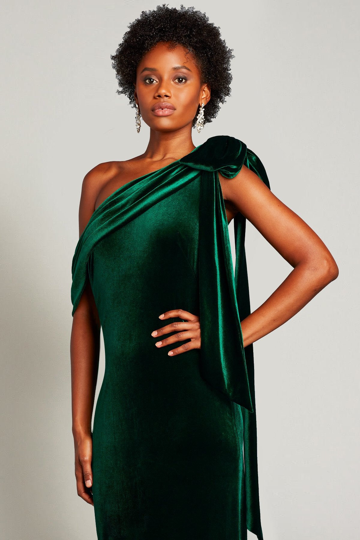 Alvar Bow-Shoulder Velvet Gown