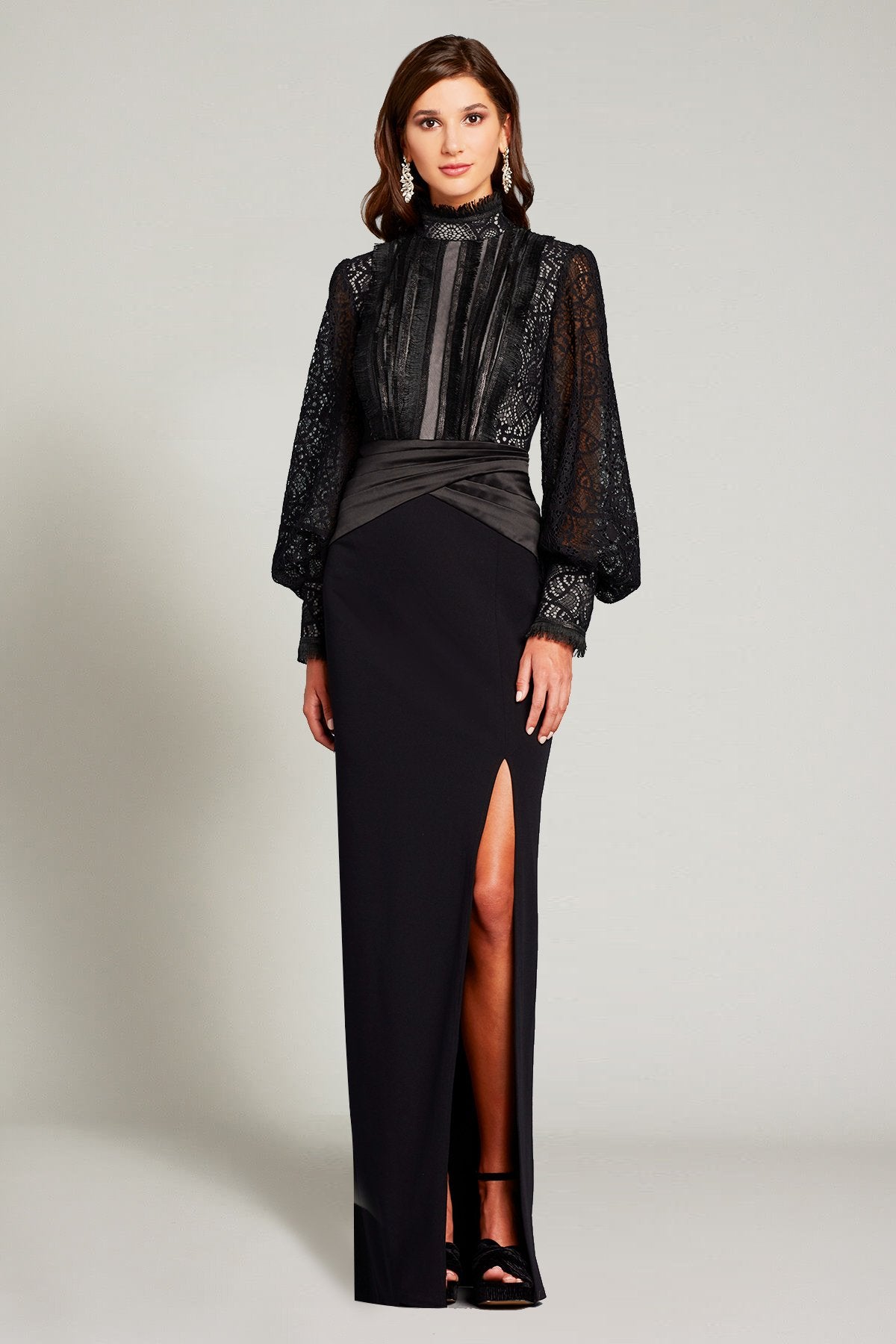 Nisanur Lace & Textured Crepe Gown