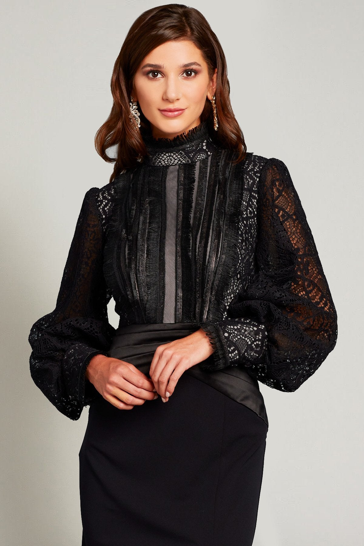 Nisanur Lace & Textured Crepe Gown
