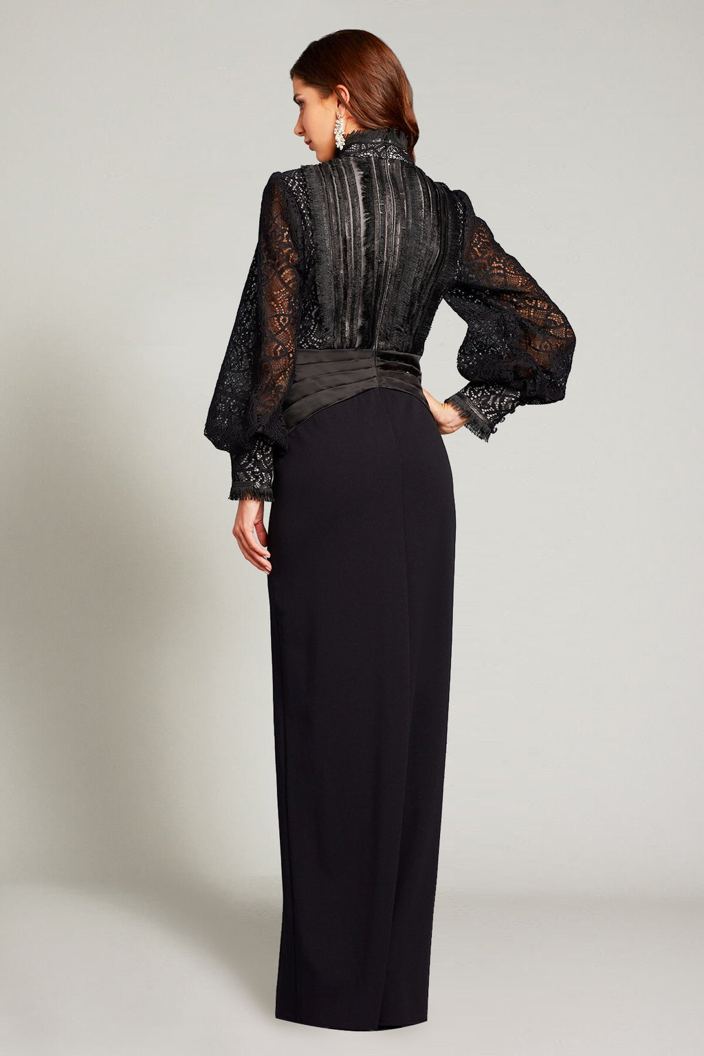 Nisanur Lace & Textured Crepe Gown