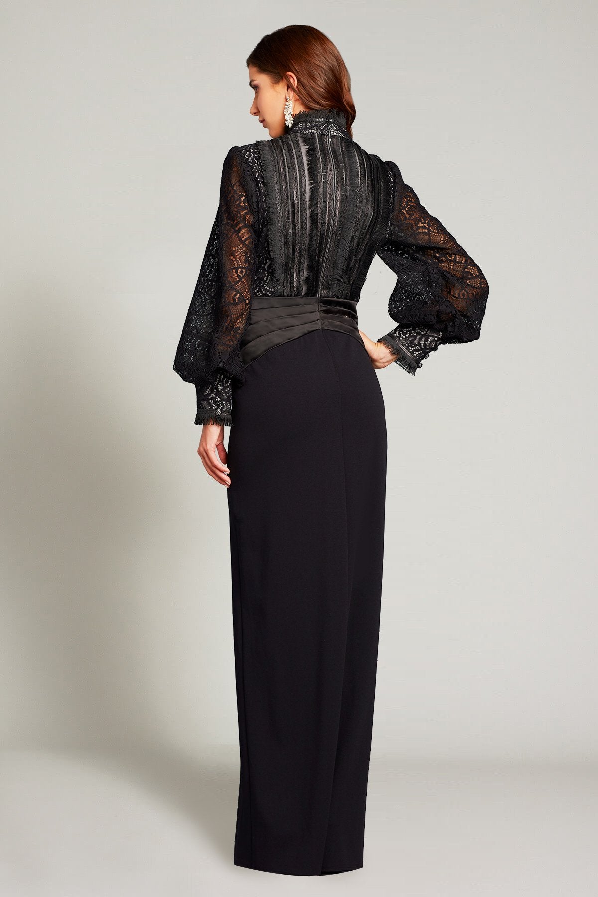 Nisanur Lace & Textured Crepe Gown