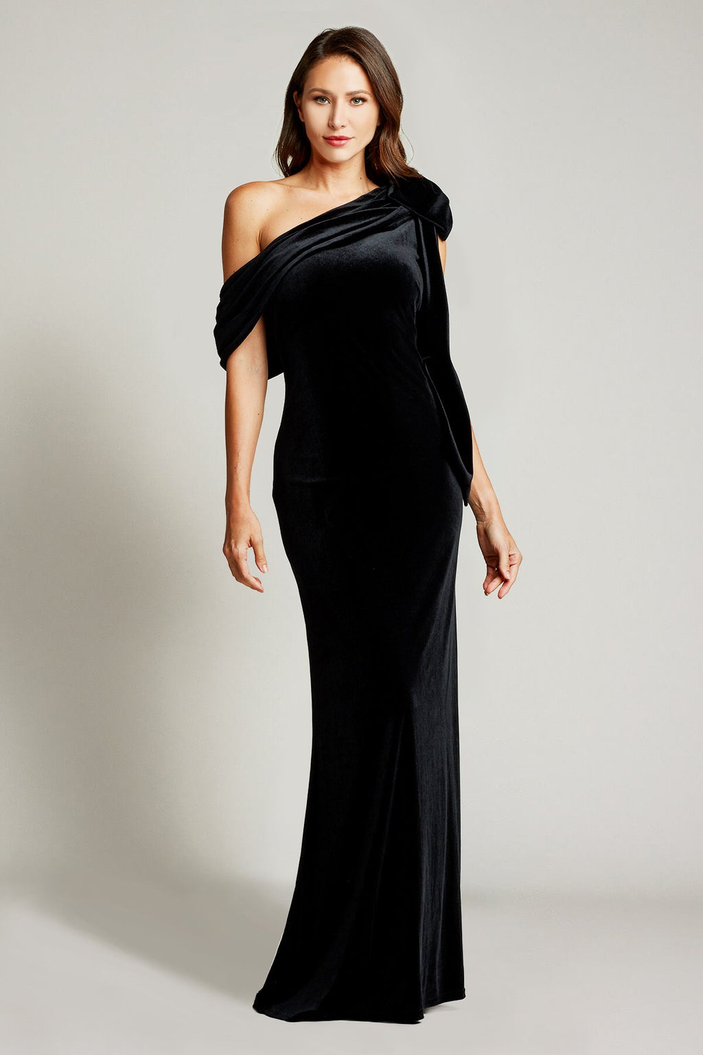 Alvar Bow-Shoulder Velvet Gown