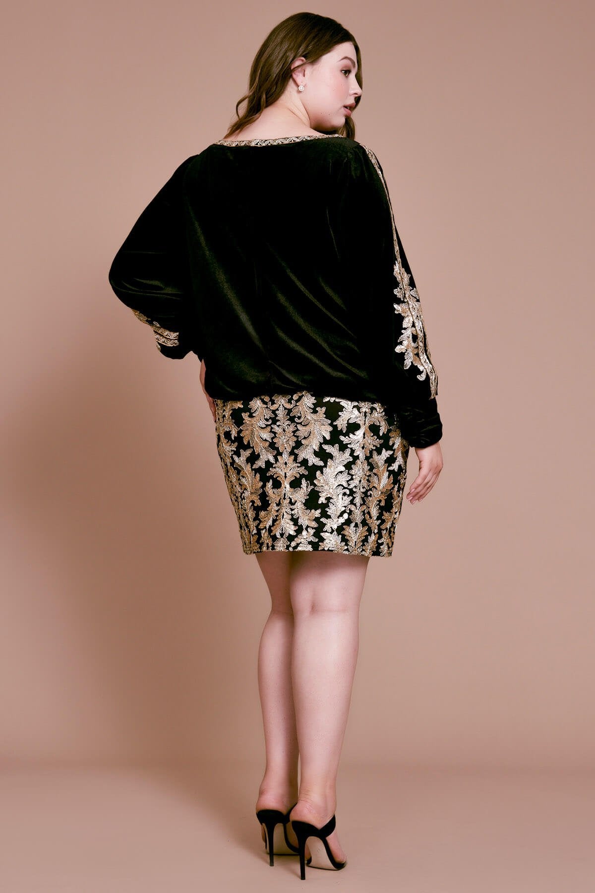 Bourey Embroidered Velvet Dress - PLUS SIZE