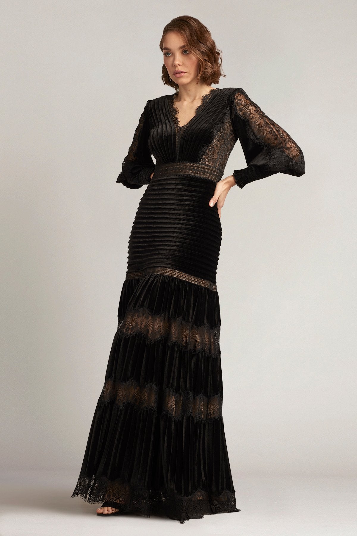 Avalon Pleated Velvet Gown