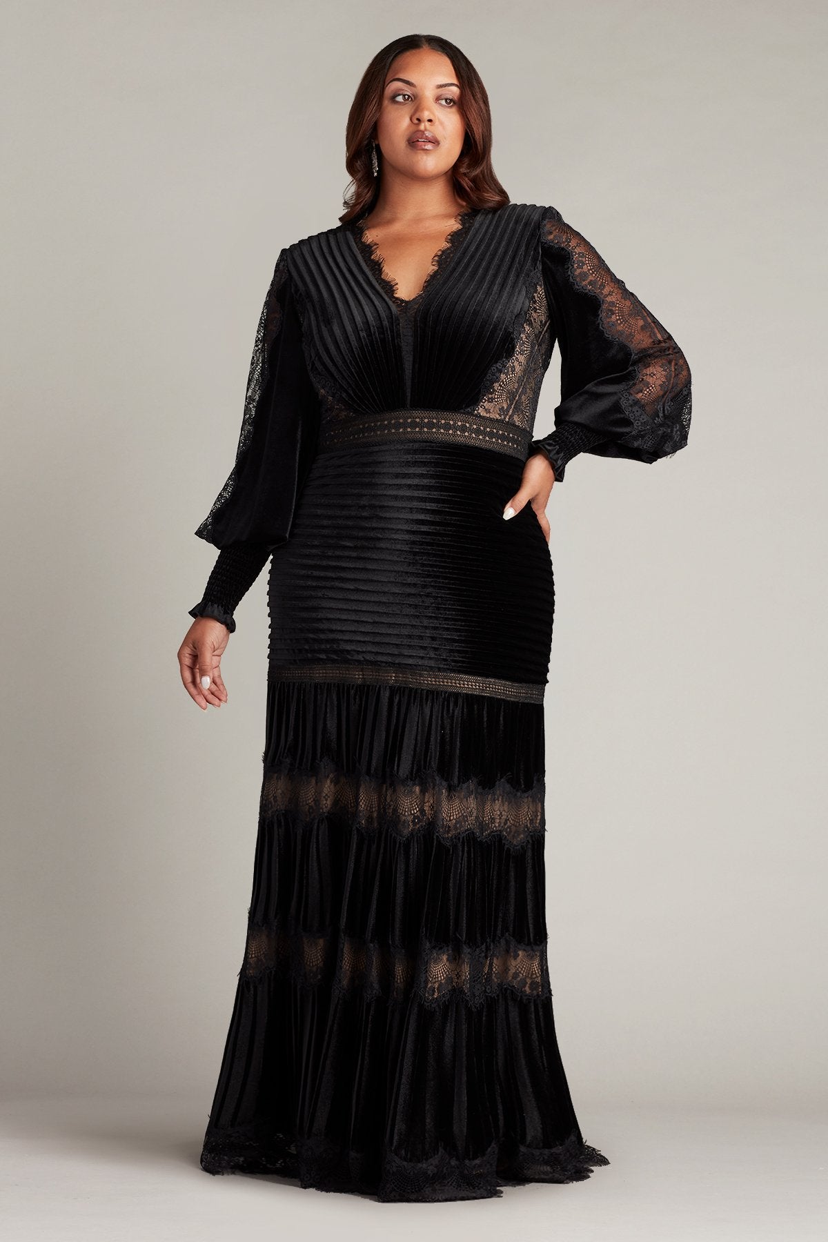 Avalon Pleated Velvet Gown - PLUS SIZE