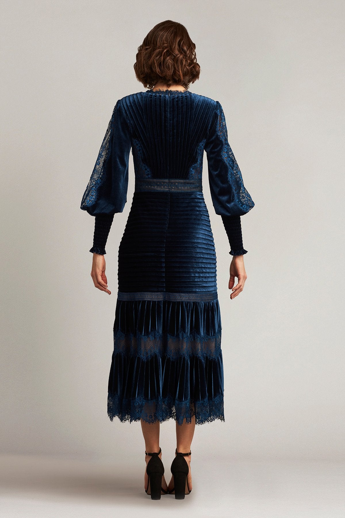 Avalon Pleated Velvet Midi Dress