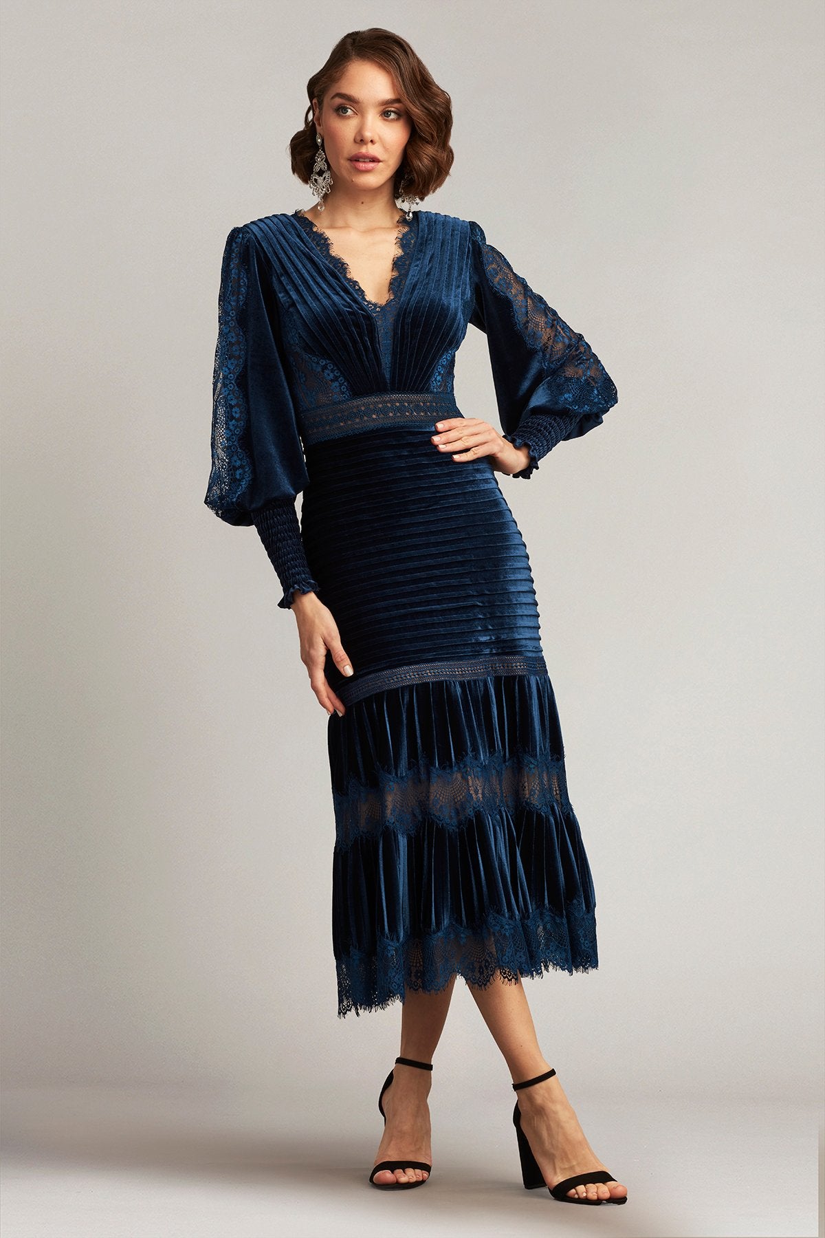 Avalon Pleated Velvet Midi Dress