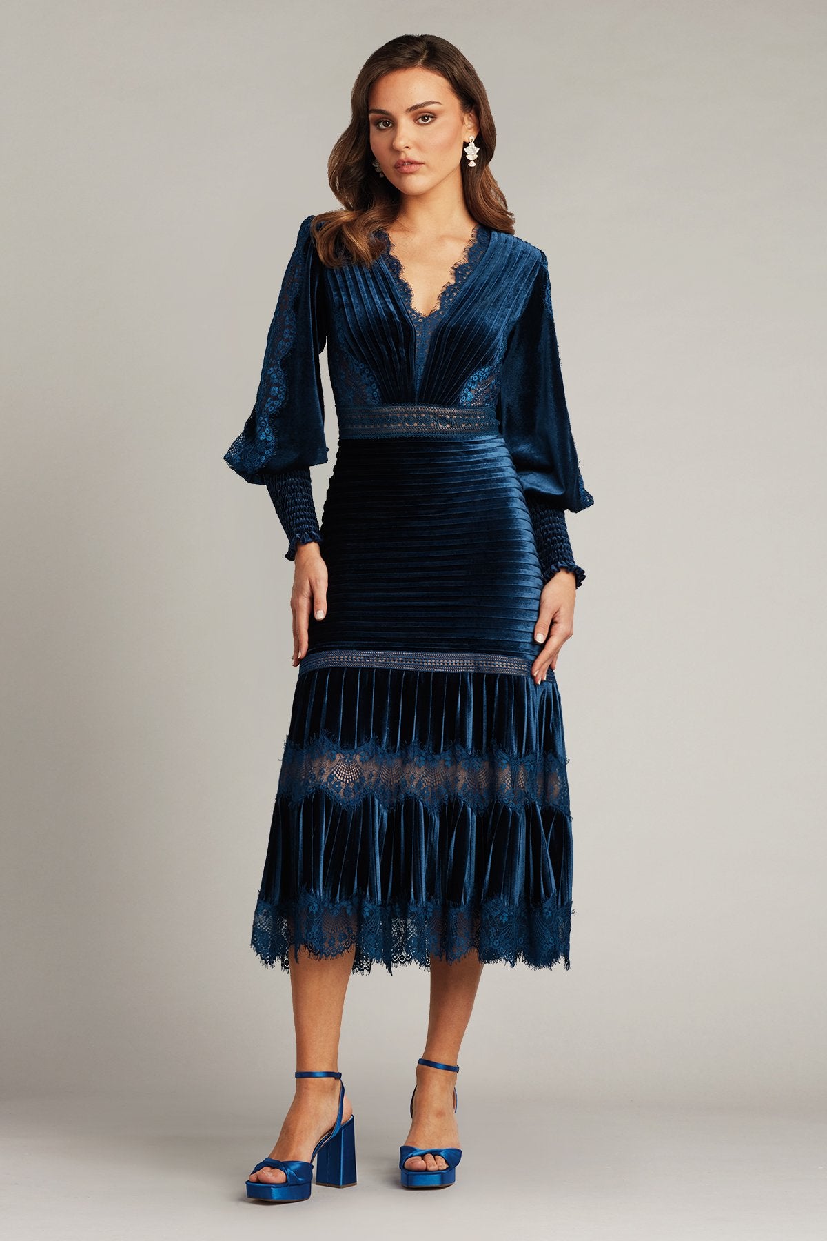 Avalon Pleated Velvet Midi Dress