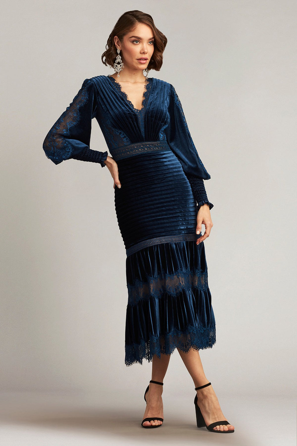 Avalon Pleated Velvet Midi Dress