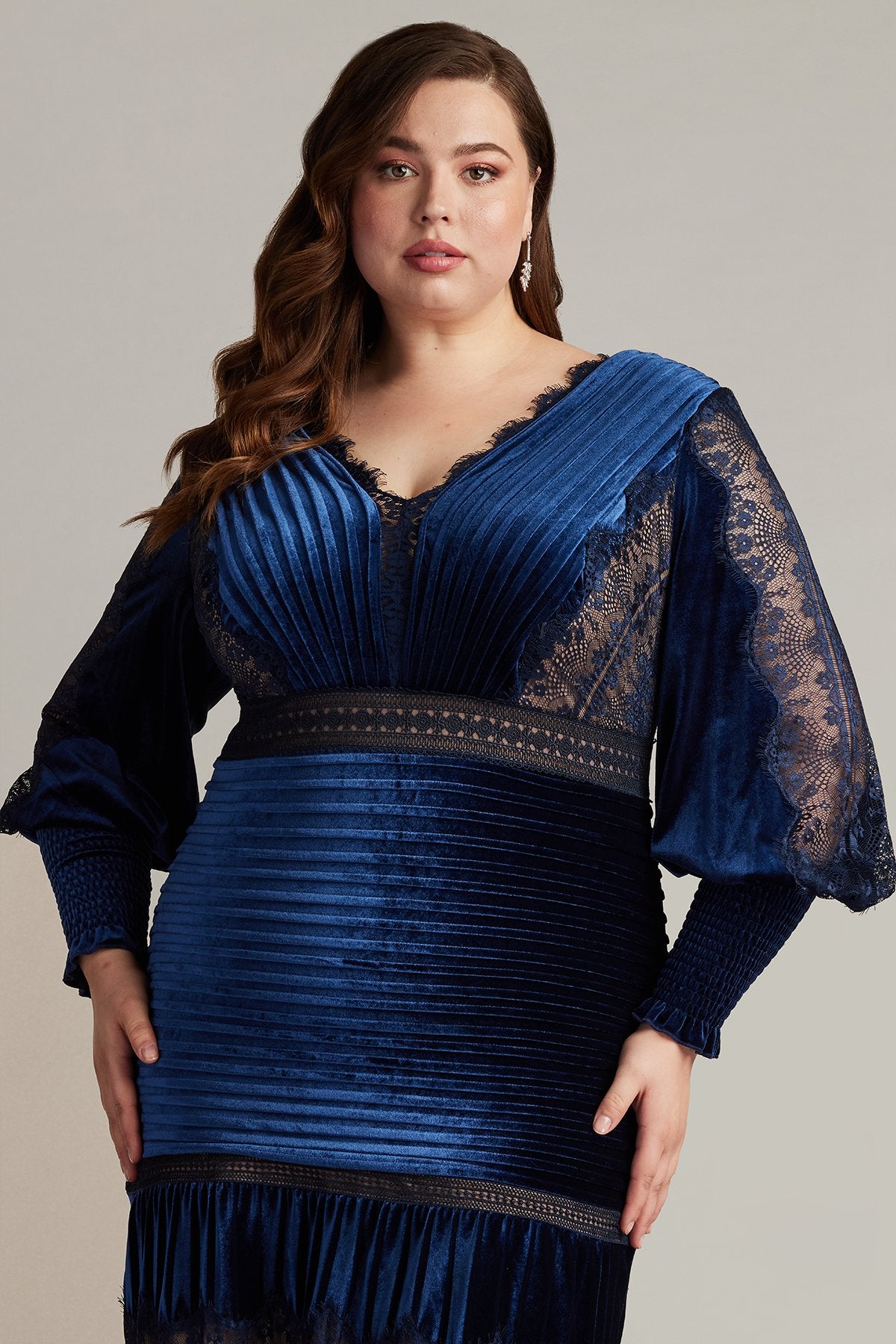 Avalon Pleated Velvet Midi Dress - PLUS SIZE