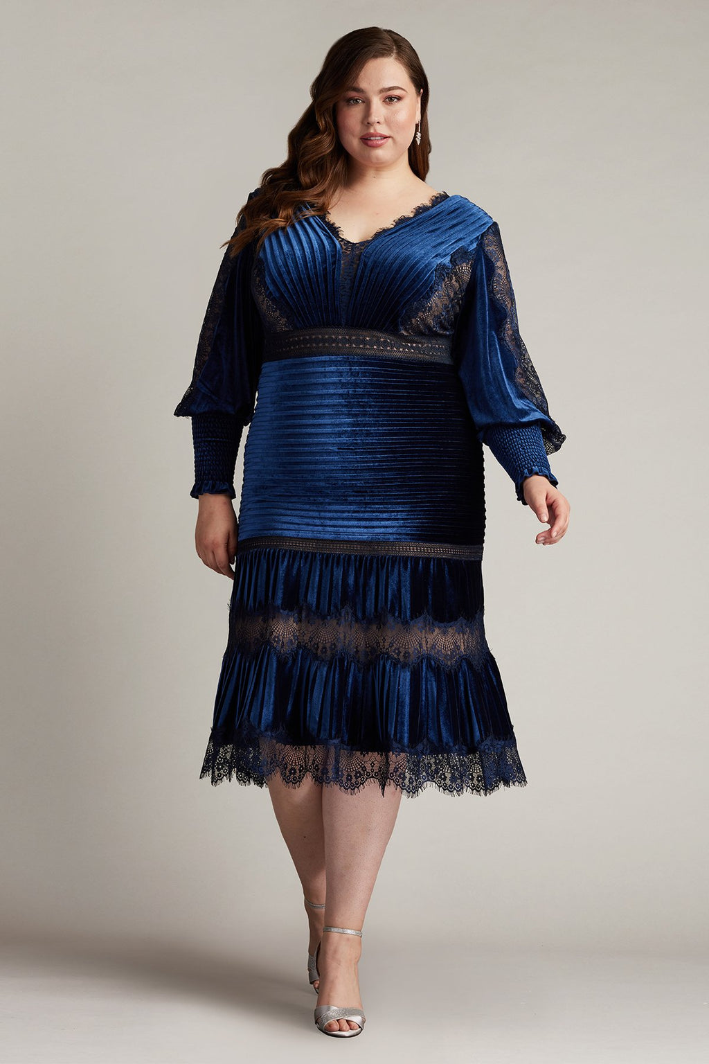 Avalon Pleated Velvet Midi Dress - PLUS SIZE