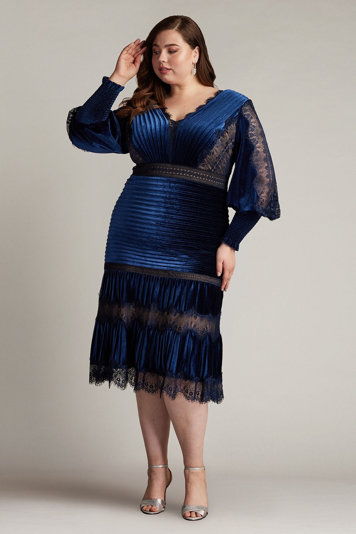 Avalon Pleated Velvet Midi Dress - PLUS SIZE
