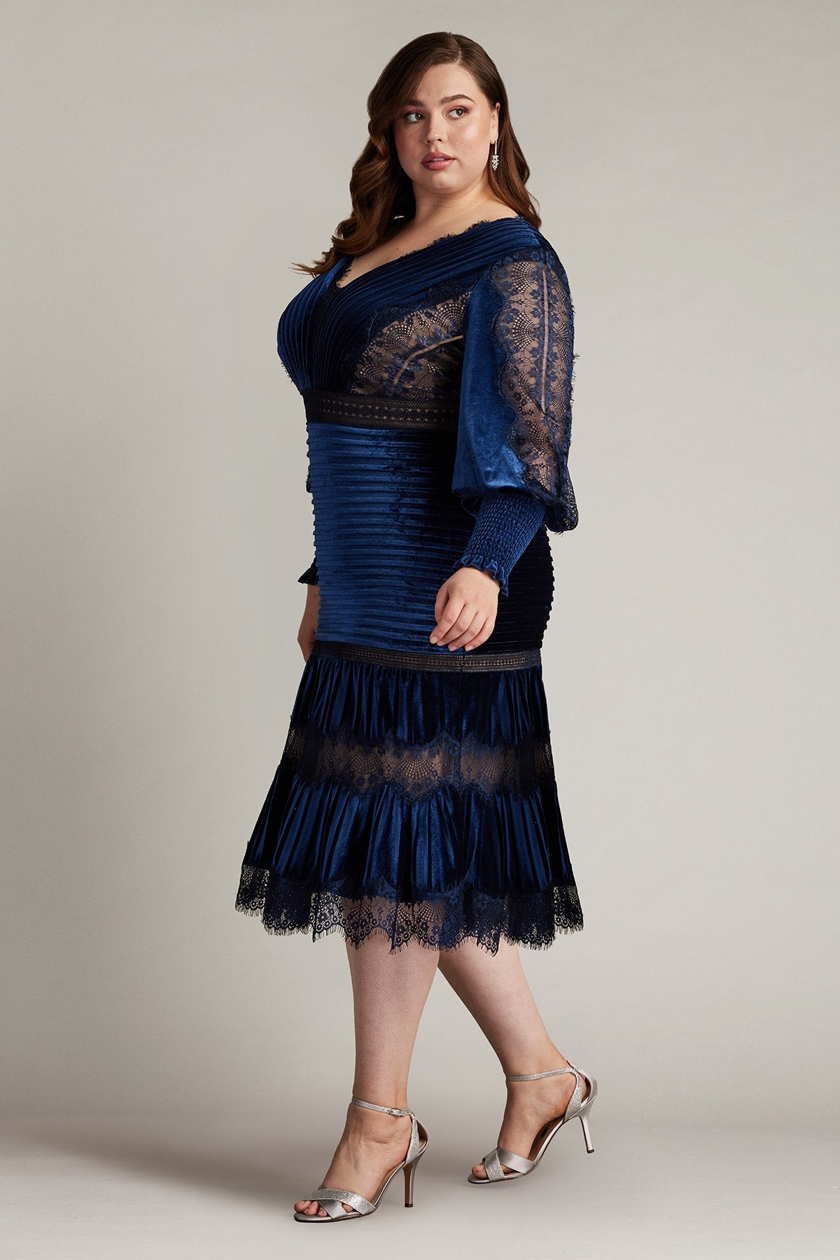 Avalon Pleated Velvet Midi Dress - PLUS SIZE