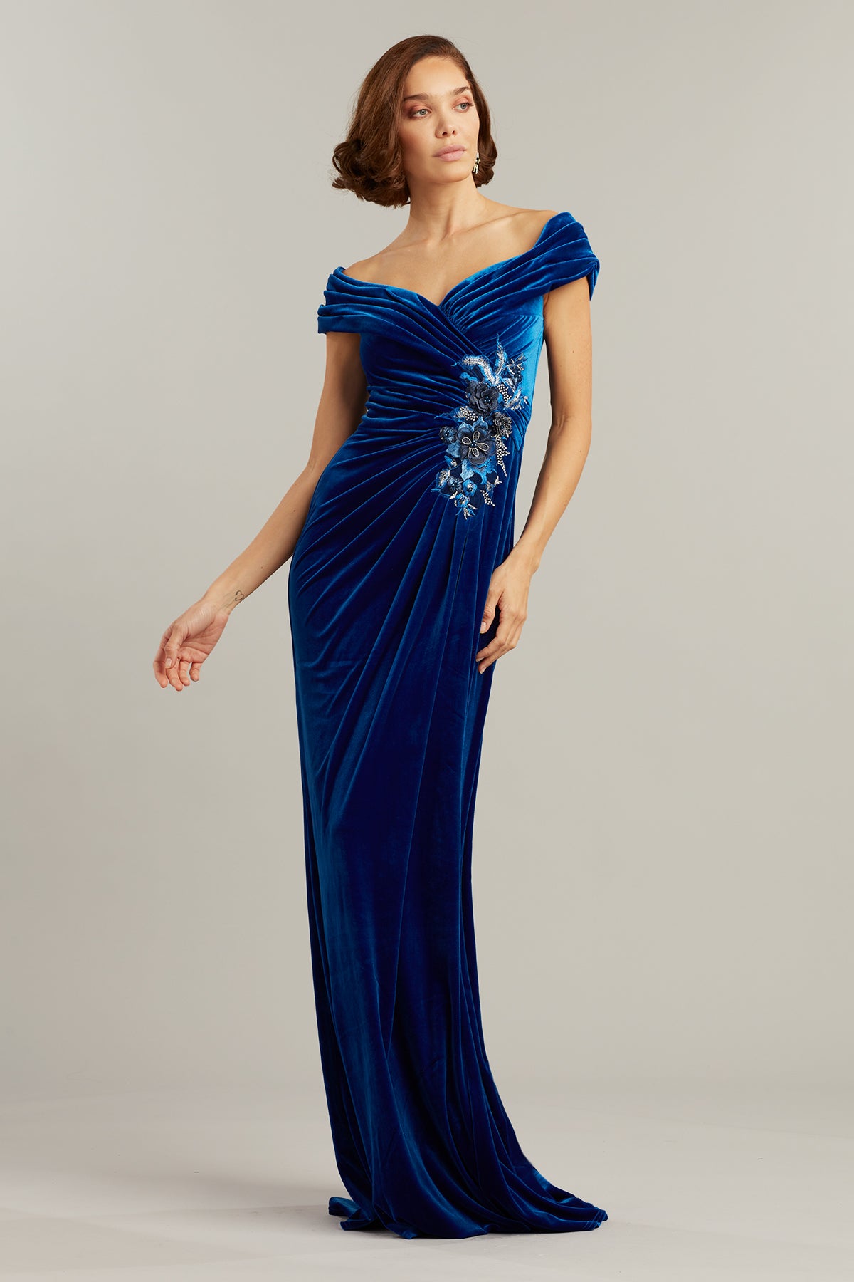 Viola Embroidered Velvet Gown