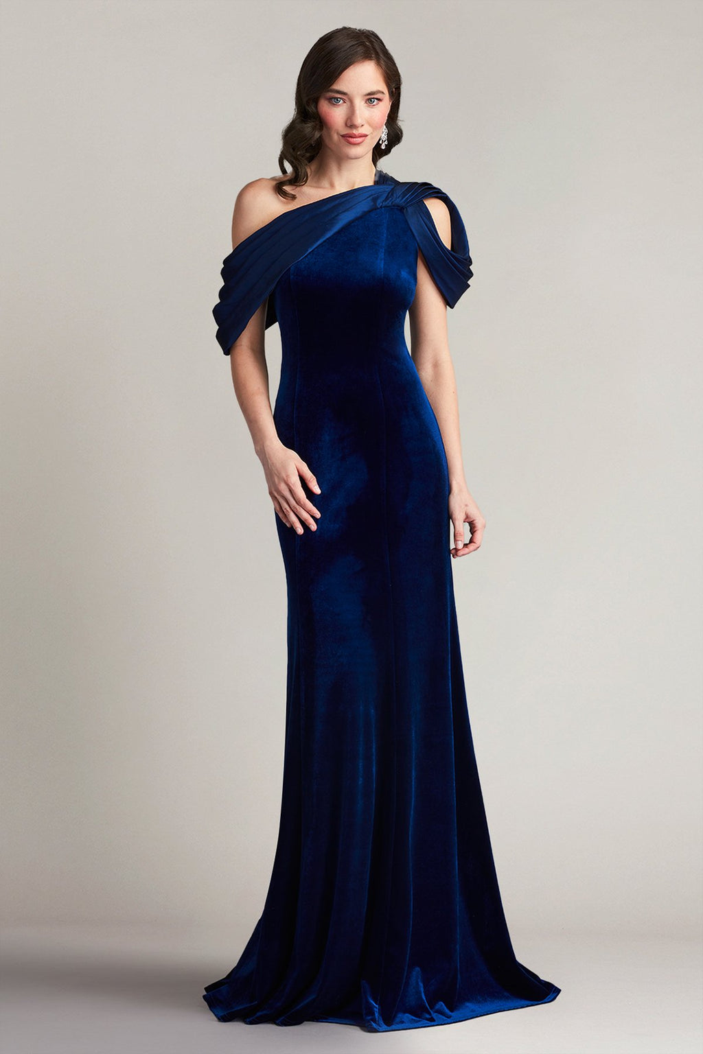 Copley Shoulder Drape Velvet Gown