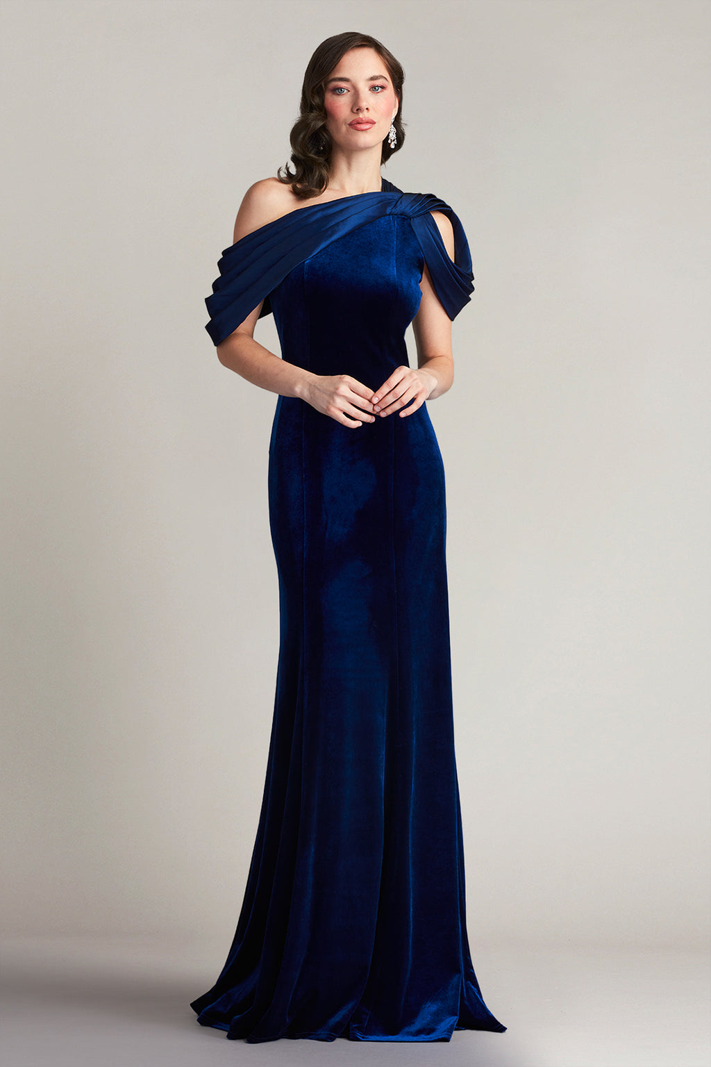 Copley Shoulder Drape Velvet Gown