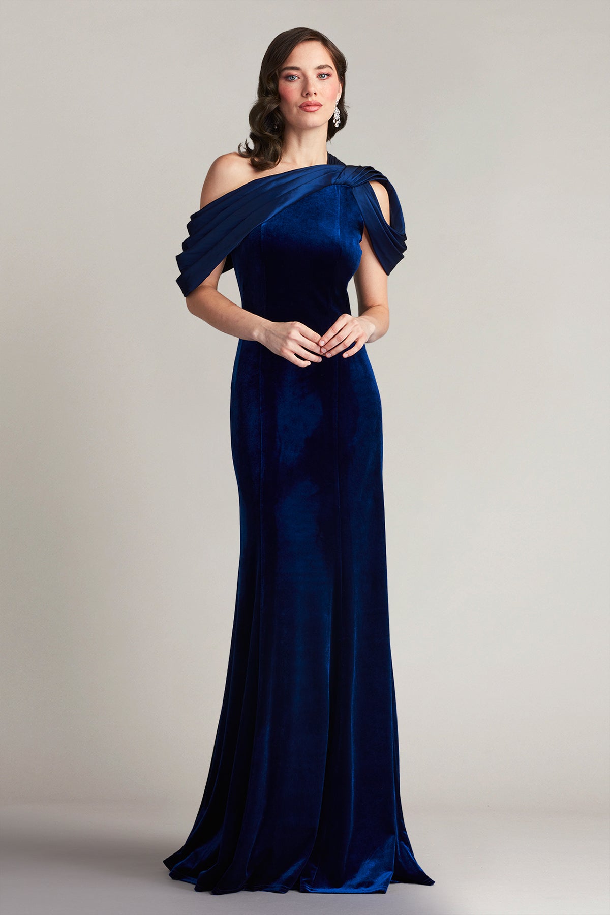 Copley Shoulder Drape Velvet Gown