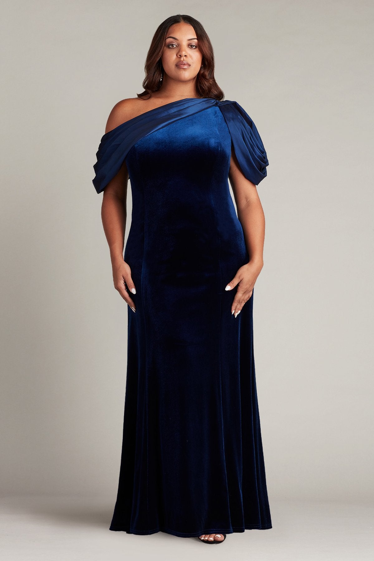 Copley Shoulder Drape Velvet Gown - PLUS SIZE Tadashi Shoji Official Online Boutique Copley Shoulder Drape Velvet Gown - PLUS SIZE Tadashi Shoji Official Online Boutique