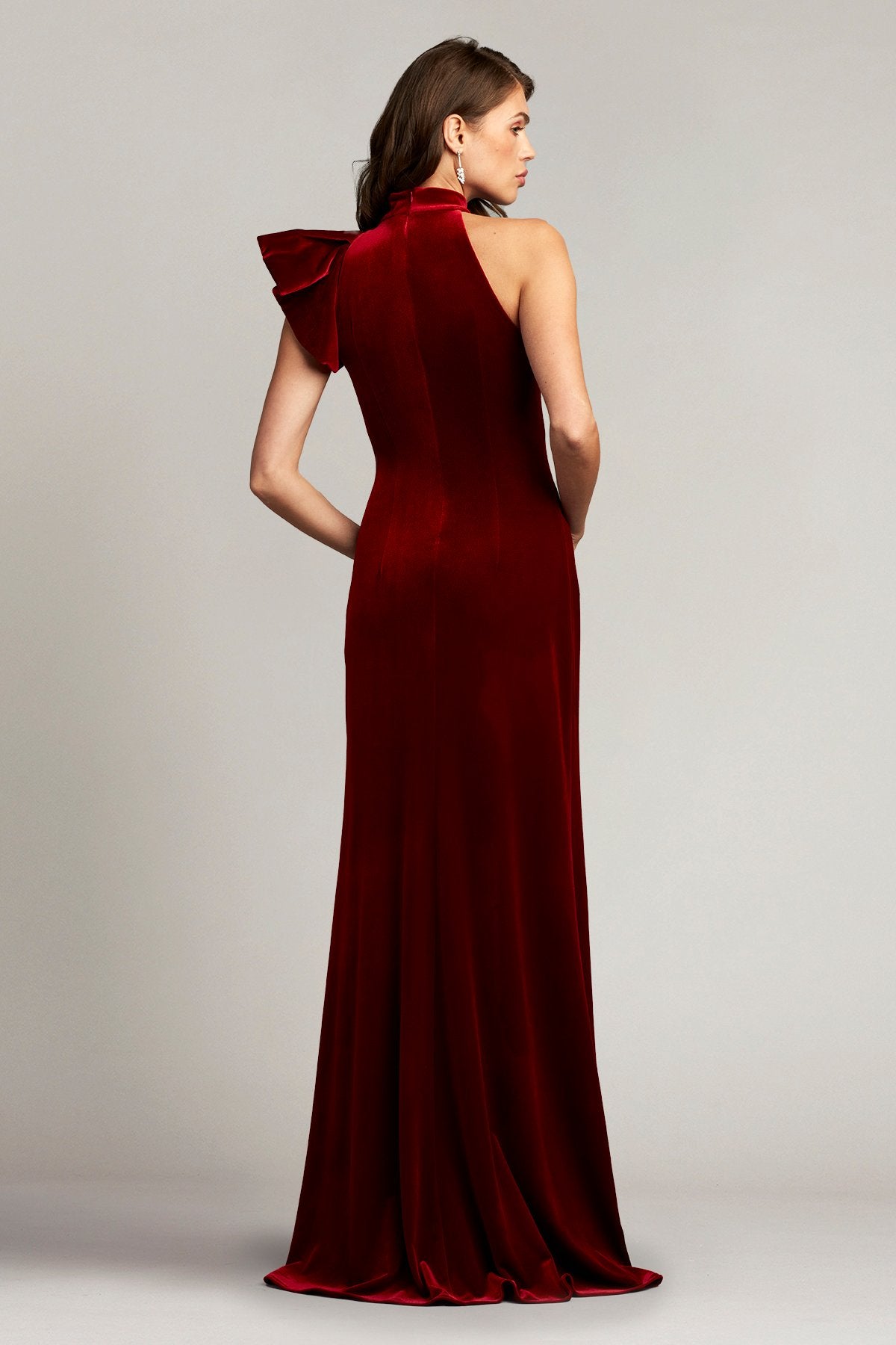Altman Velvet Flounce Halter Gown