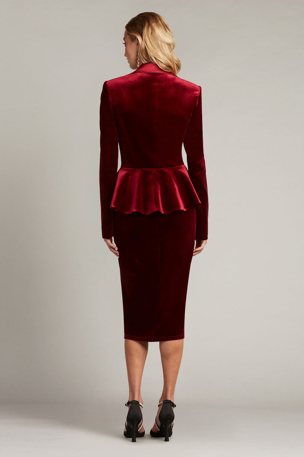 Gilles Velvet Peplum Tuxedo Dress