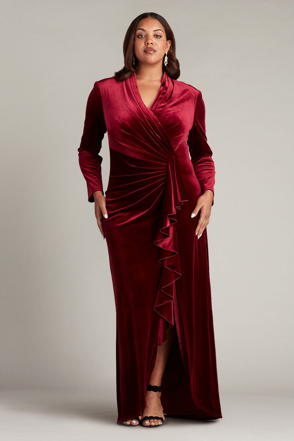 Markum Long-Sleeve Velvet Flounce Gown - PLUS SIZE Tadashi Shoji Official Online Boutique Markum Long-Sleeve Velvet Flounce Gown - PLUS SIZE Tadashi Shoji Official Online Boutique