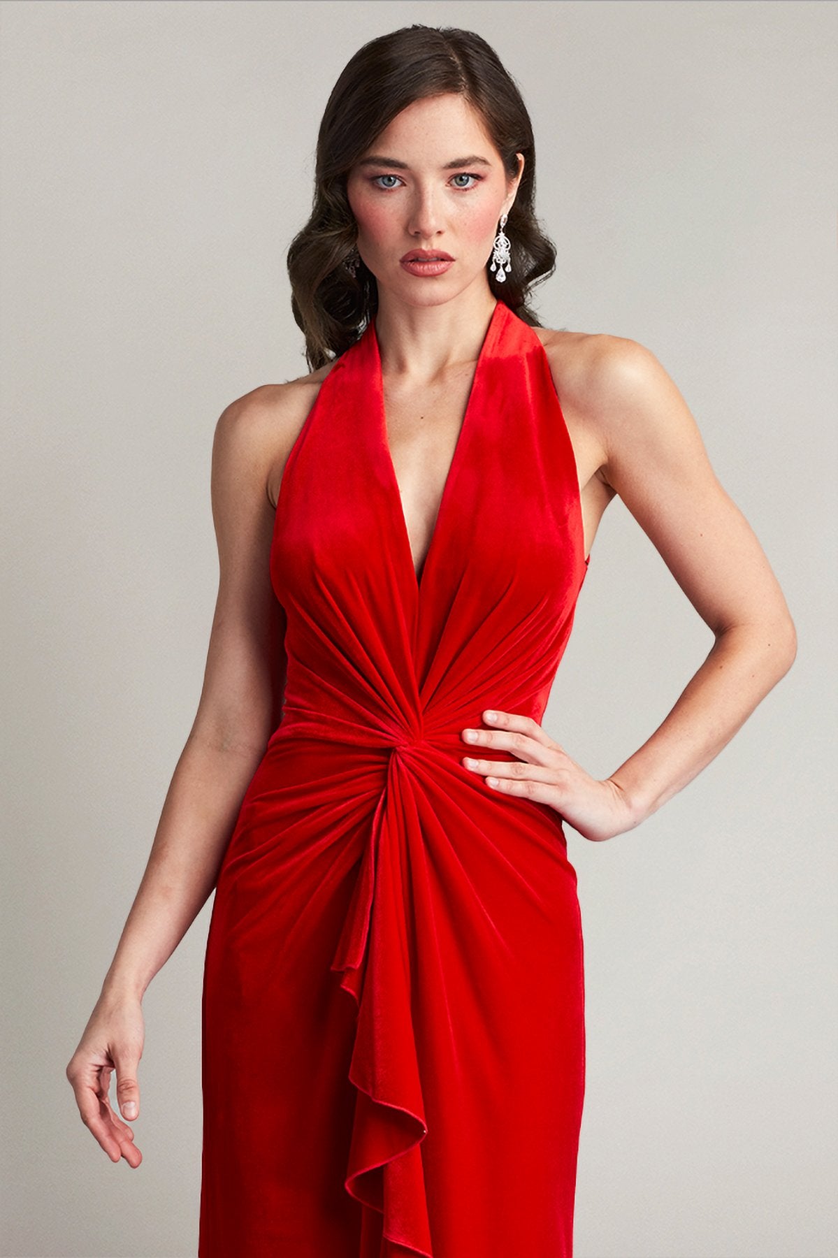Cider Twist-Drape Velvet Gown