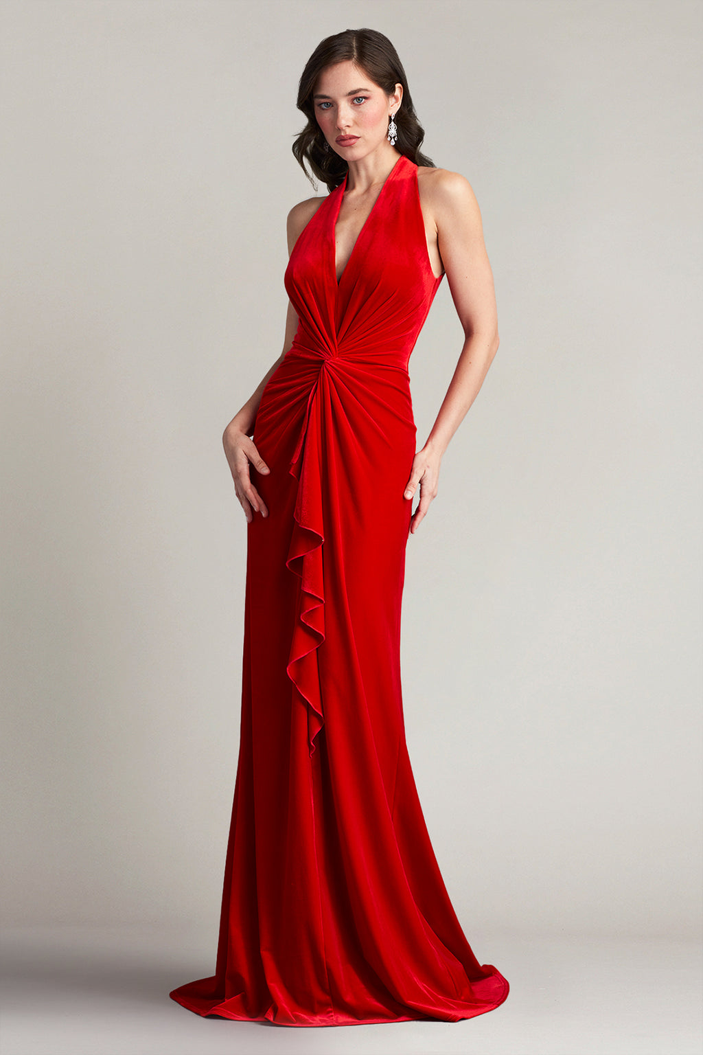 Cider Twist-Drape Velvet Gown