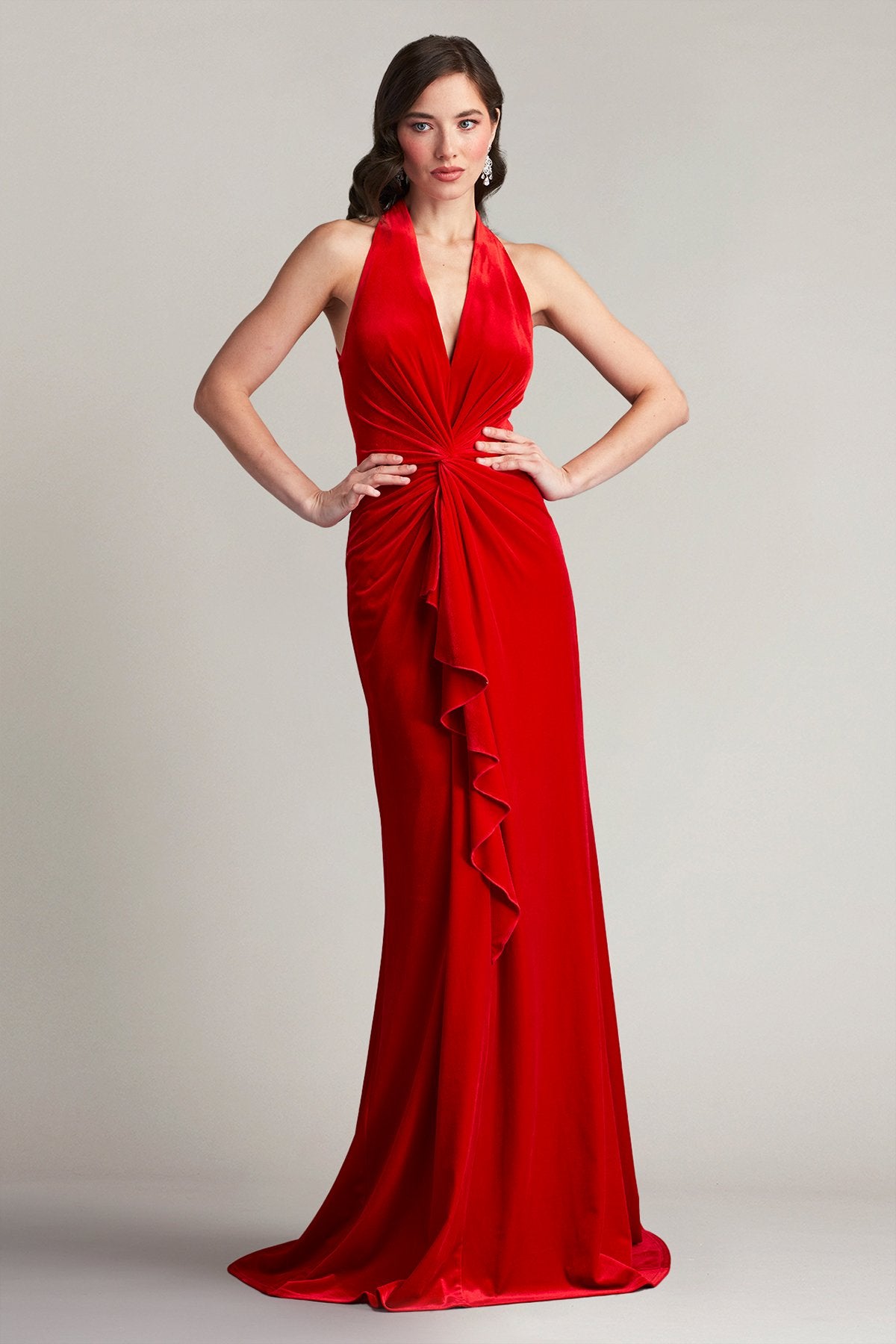 Cider Twist-Drape Velvet Gown