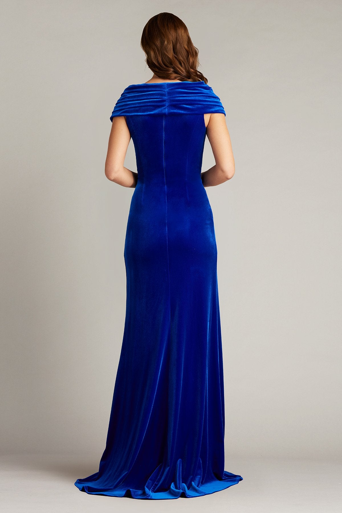 Alvarez Velvet Waterfall Drape Gown – Tadashi Shoji Official