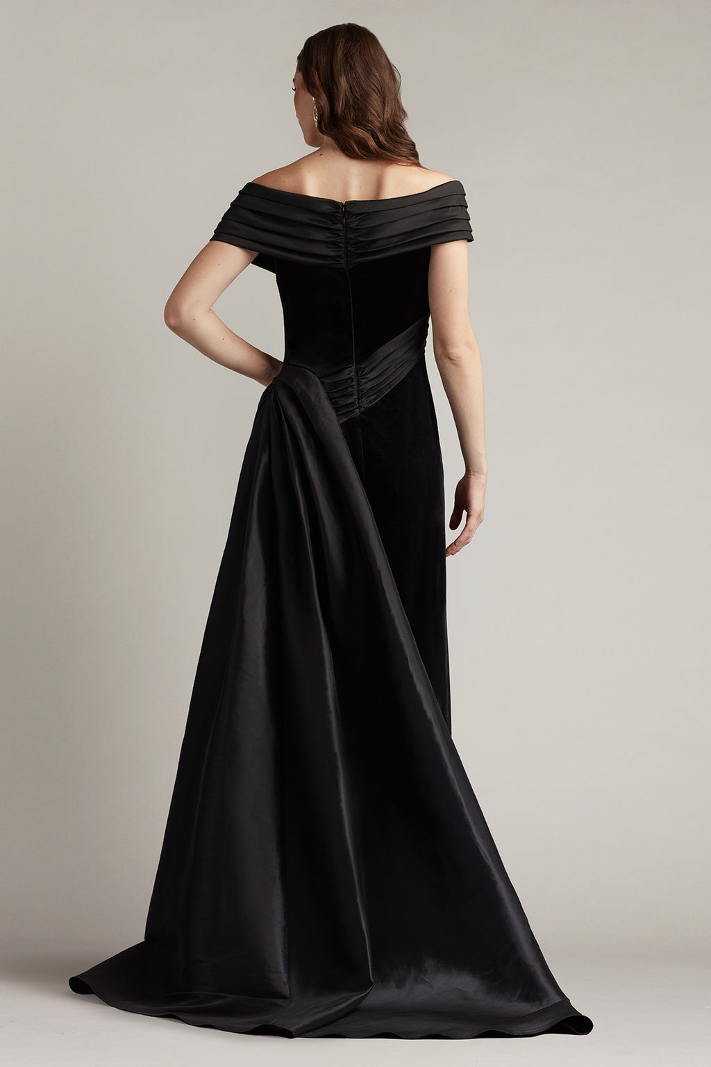 Elysian Velvet Draped Overlay Train Gown