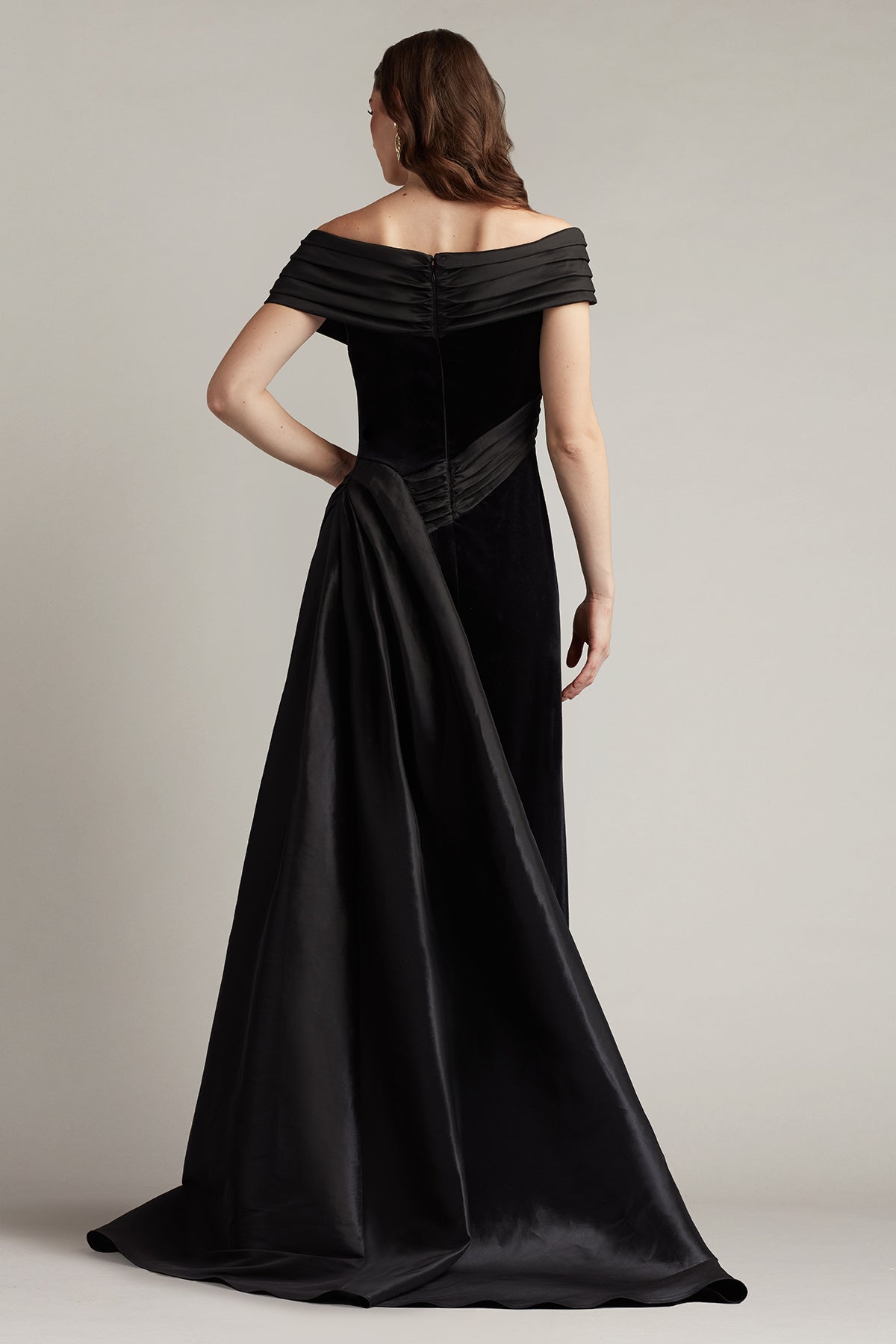 Elysian Velvet Draped Overlay Train Gown