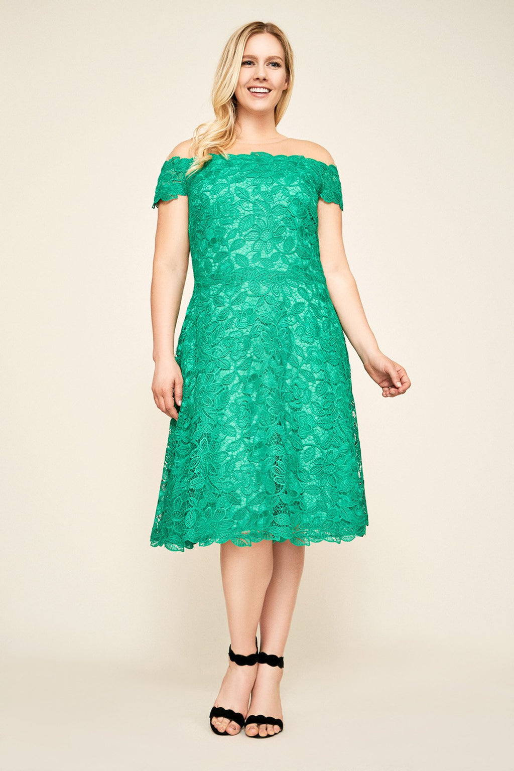 Tadashi Shoji - Elidi Off-The-Shoulder Lace Dress - PLUS SIZE