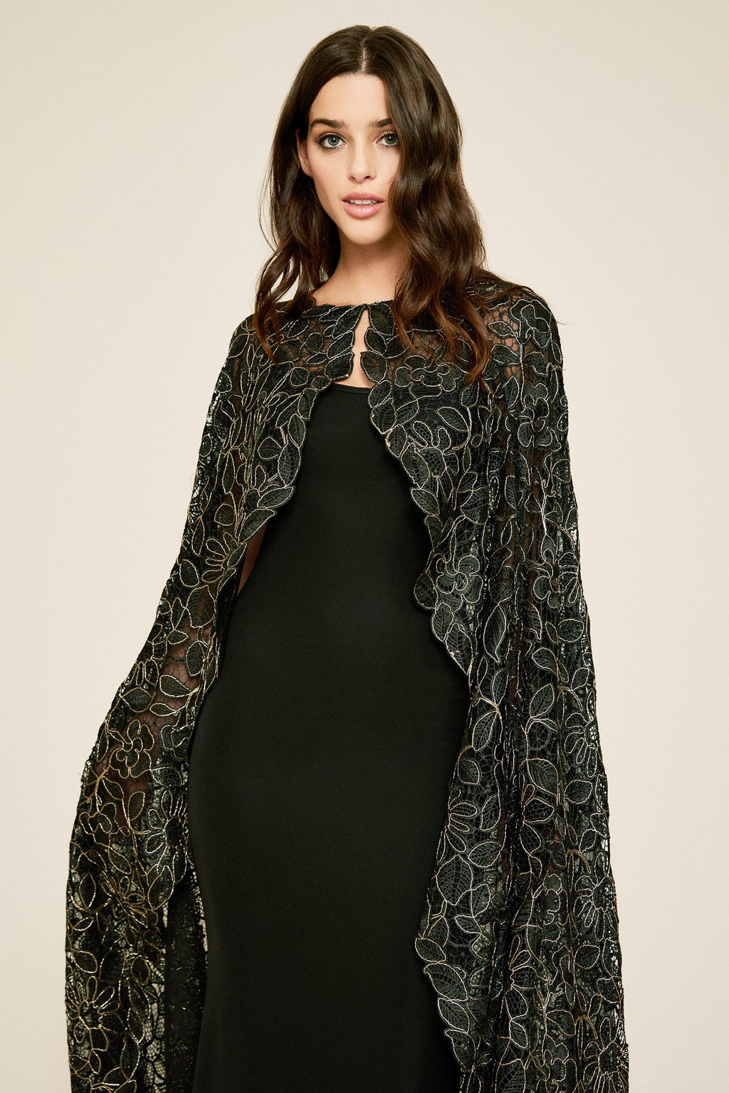 Tadashi Shoji - Hades Metallic Lace Cape