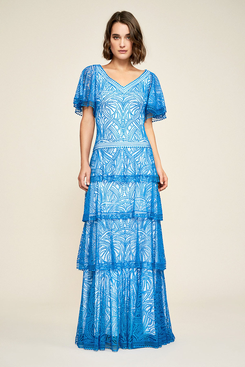 Tadashi Shoji - Ingrid Flutter Sleeve Embroidered Dress