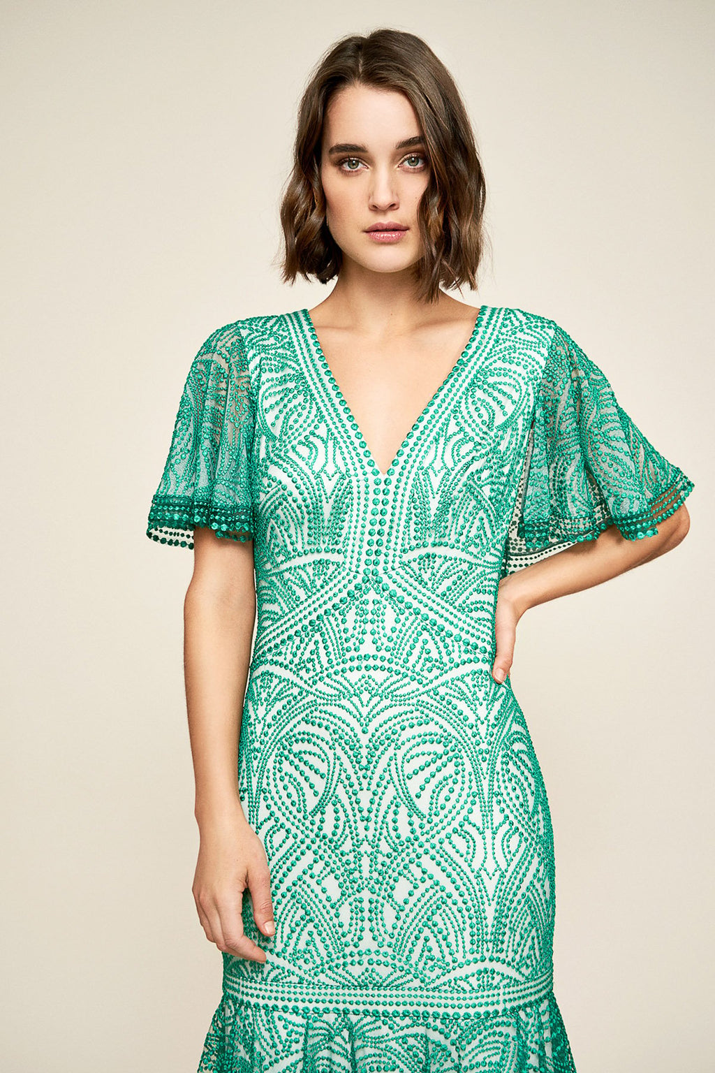 Tadashi Shoji - Judy Tiered Ruffle Embroidered Dress